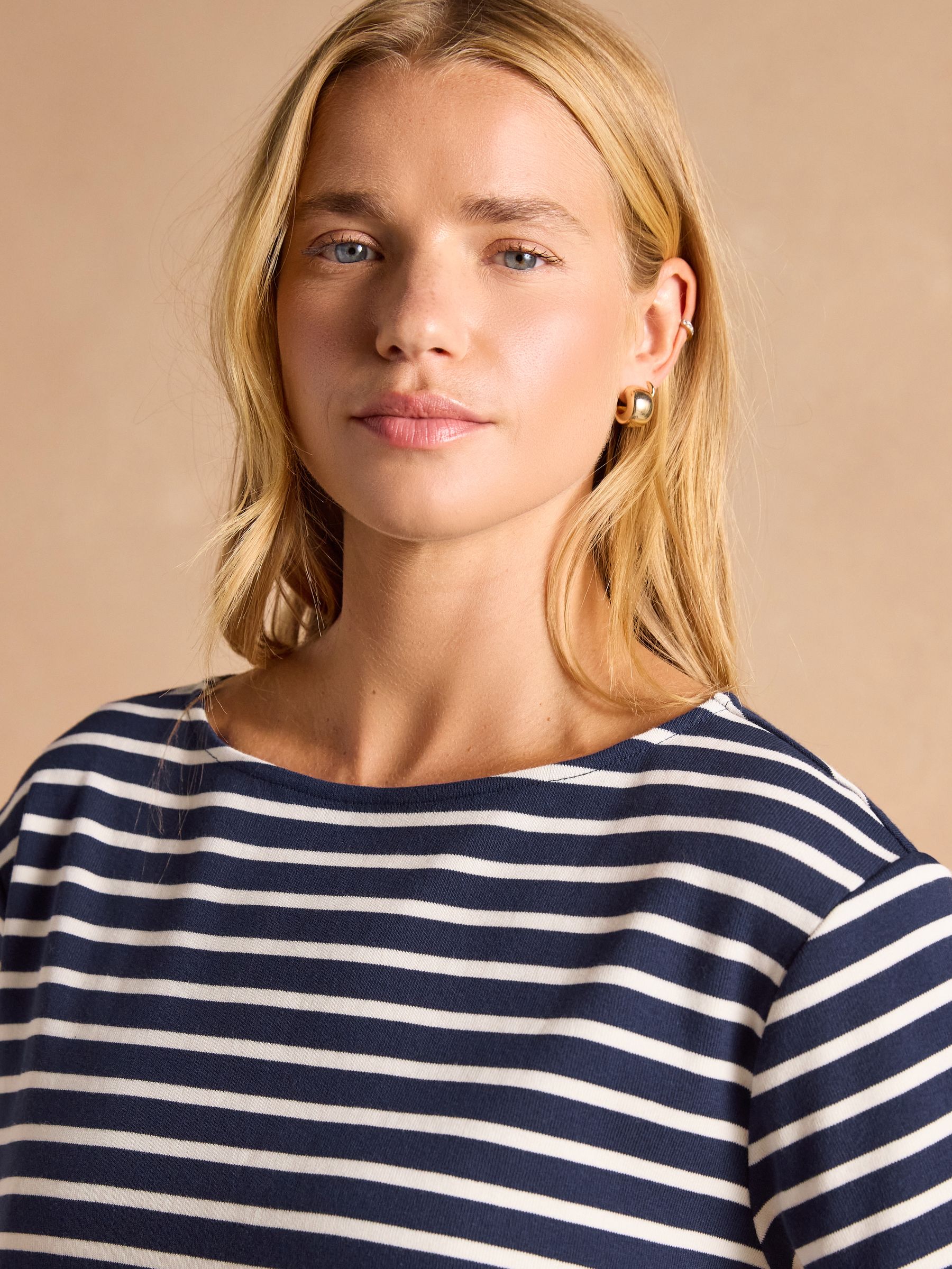 Harbour Navy/White Short Sleeve Boat Neck Breton Top - Image 3 of 7