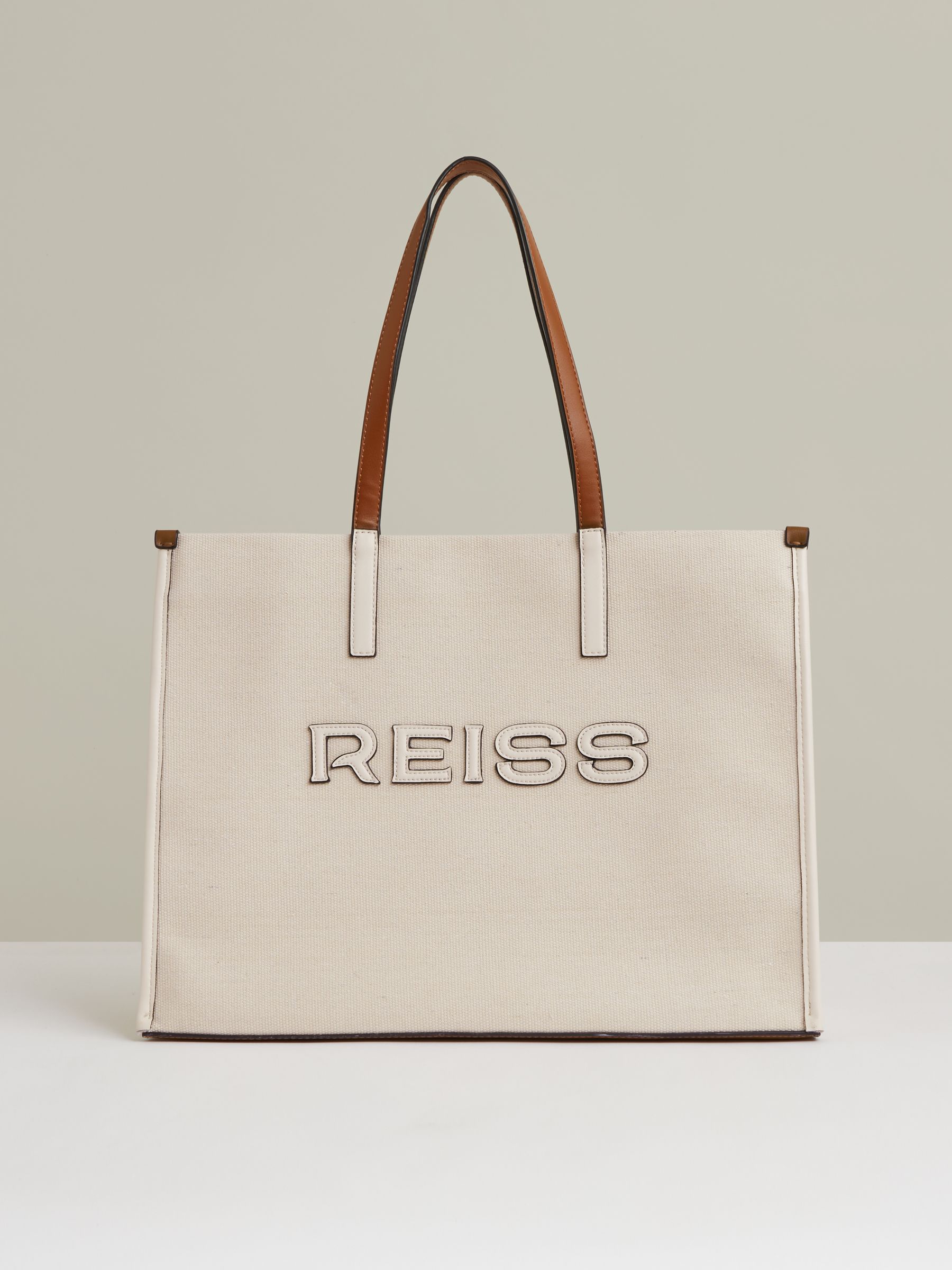 Canvas Logo Tote in Natural - Image 1 of 5