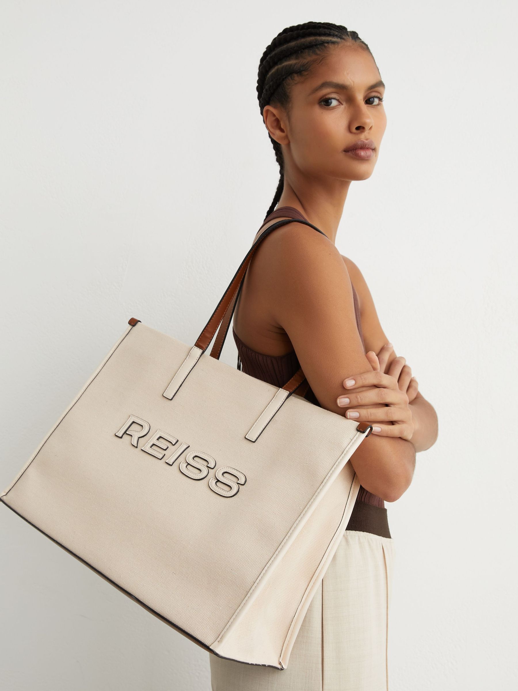 Canvas Logo Tote Bag in Natural - image 3