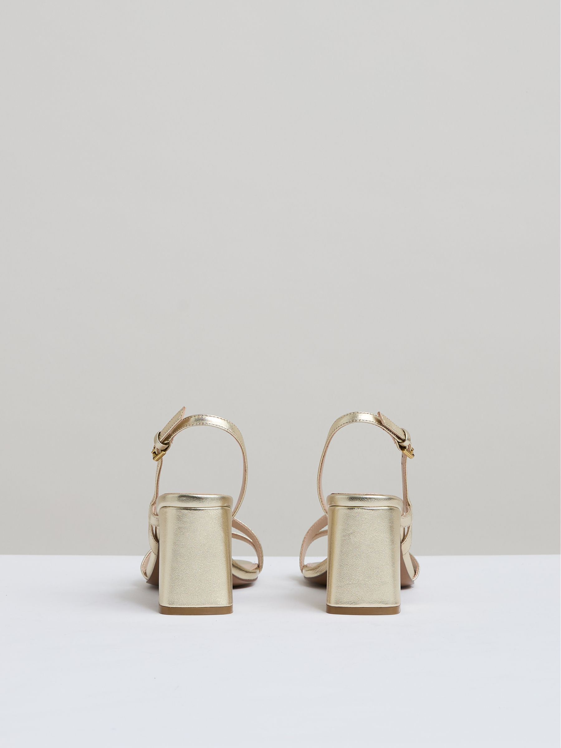Strappy Leather Heeled Sandals in Gold - Image 4 of 5
