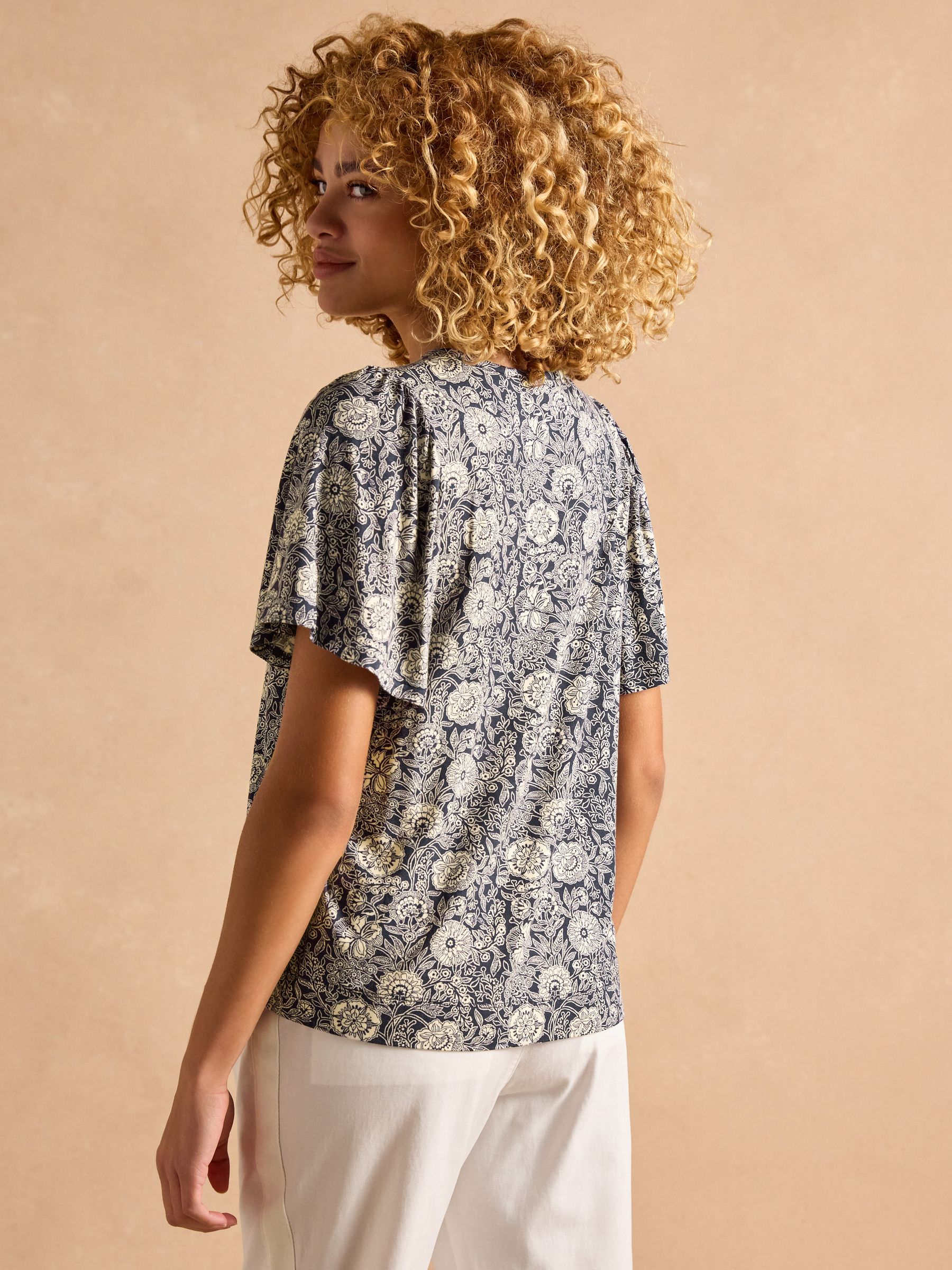 Nia Navy Pleat Front Jersey Top - Image 2 of 8