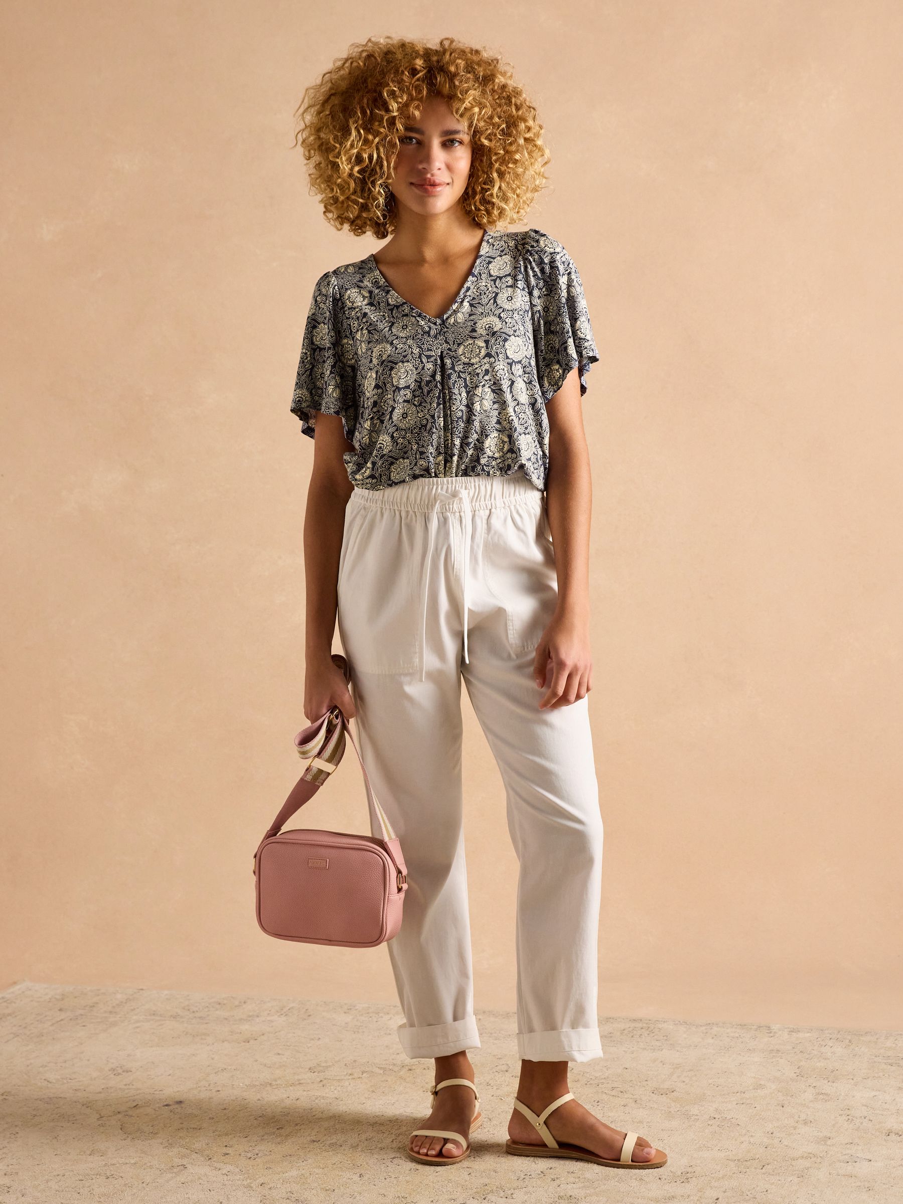 Nia Navy Pleat Front Jersey Top - Image 7 of 8