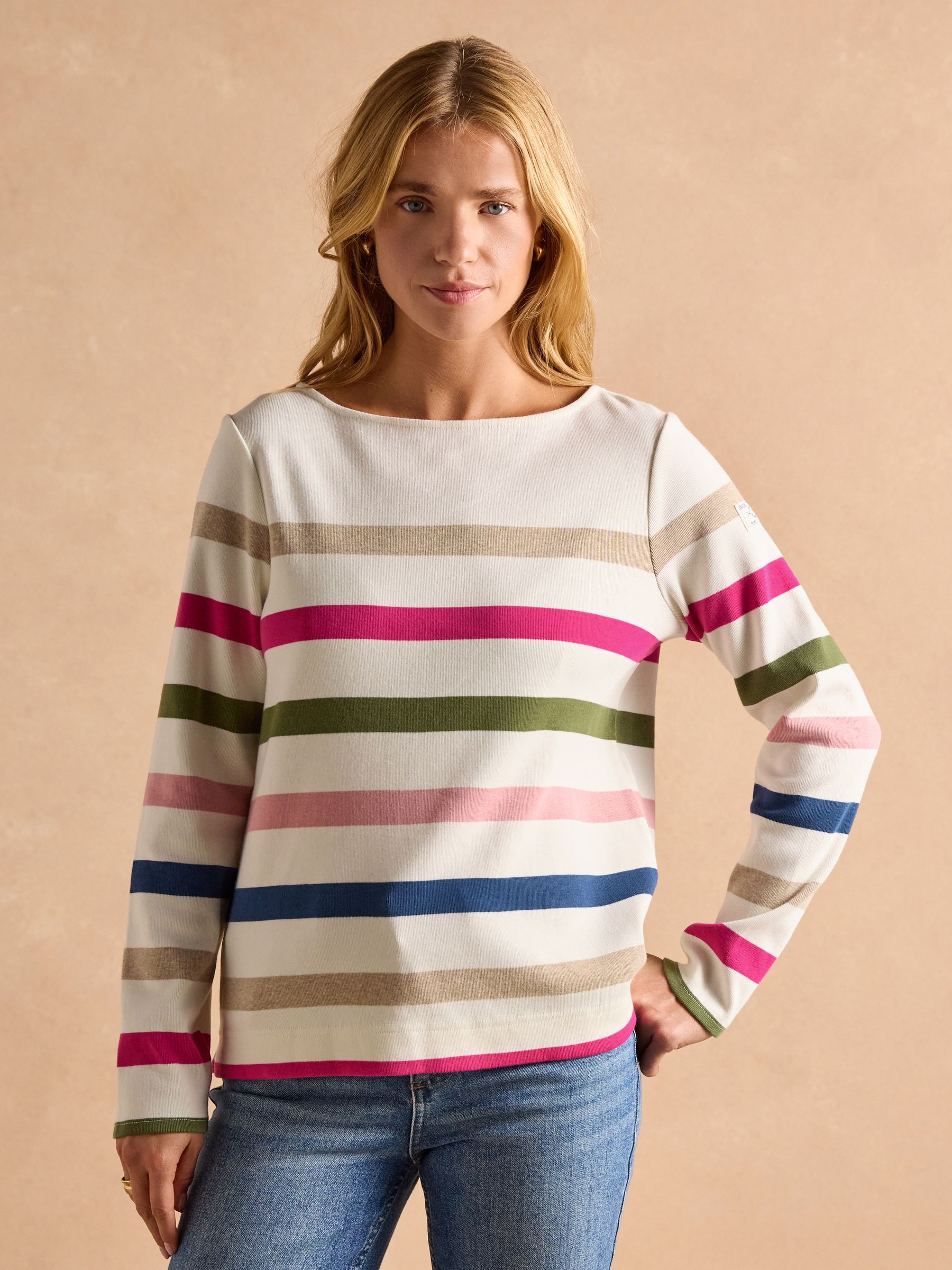 Harbour Cream Multi Boat Neck Breton Top - Image 1 of 7