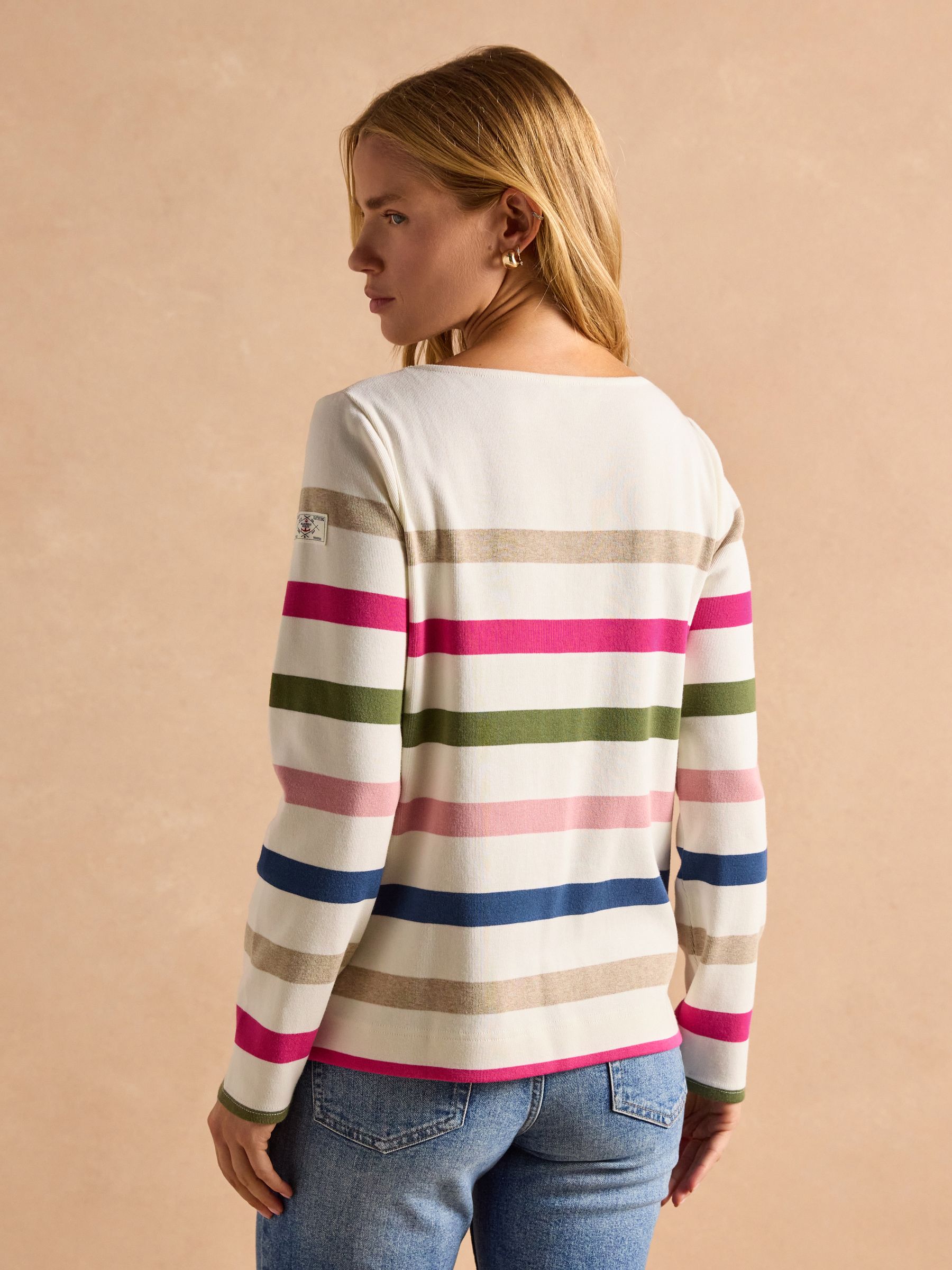 Harbour Cream Multi Boat Neck Breton Top - Image 2 of 7