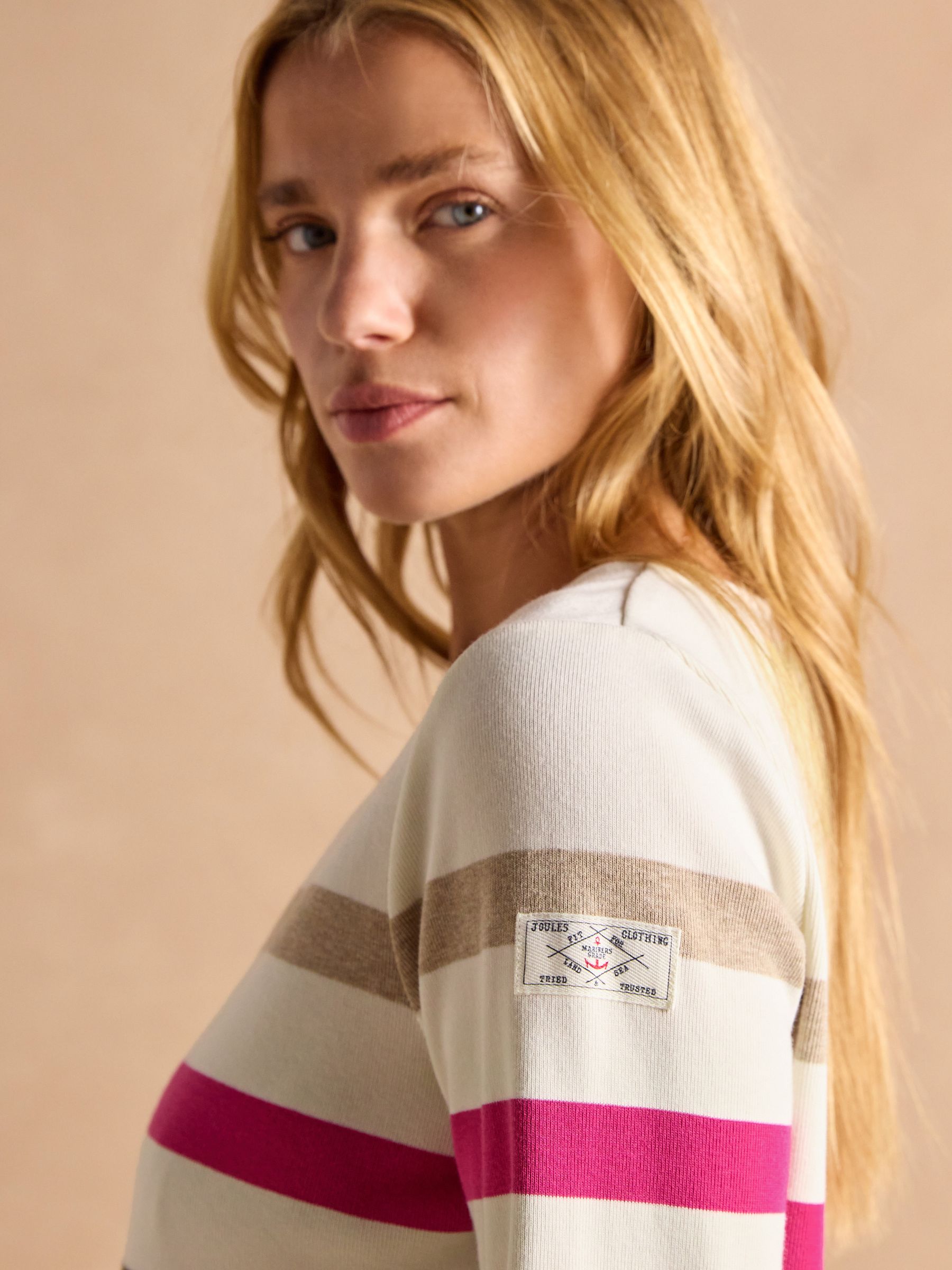 Harbour Cream Multi Boat Neck Breton Top - Image 3 of 7