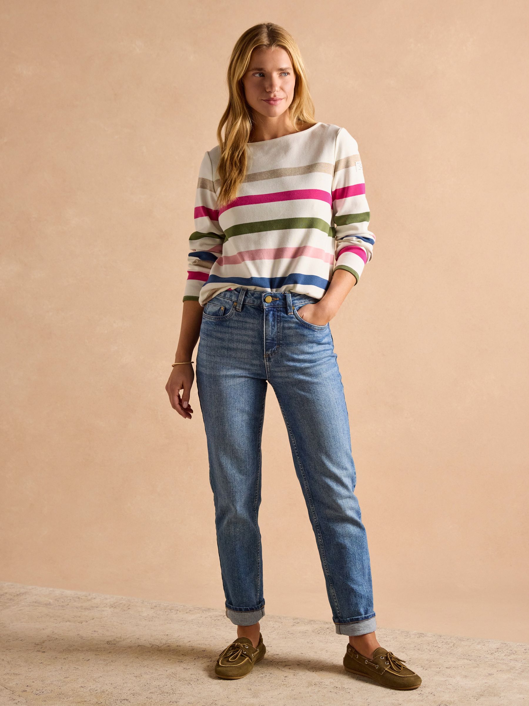 Harbour Cream Multi Boat Neck Breton Top - Image 4 of 7