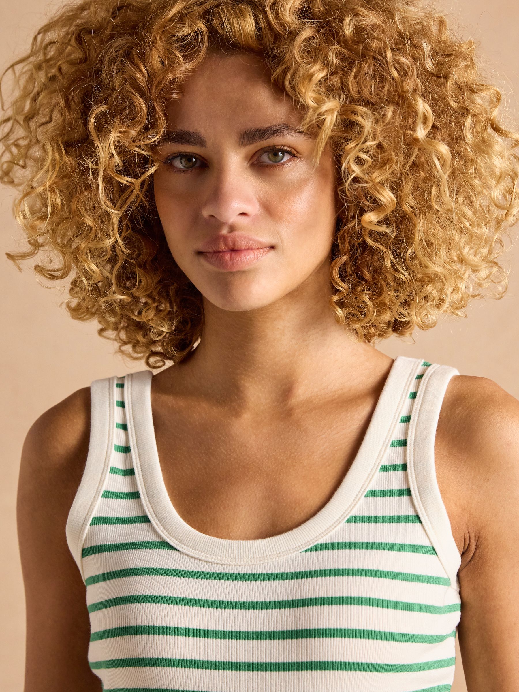 Sofia Green Stripe Ribbed Vest - Image 3 of 7