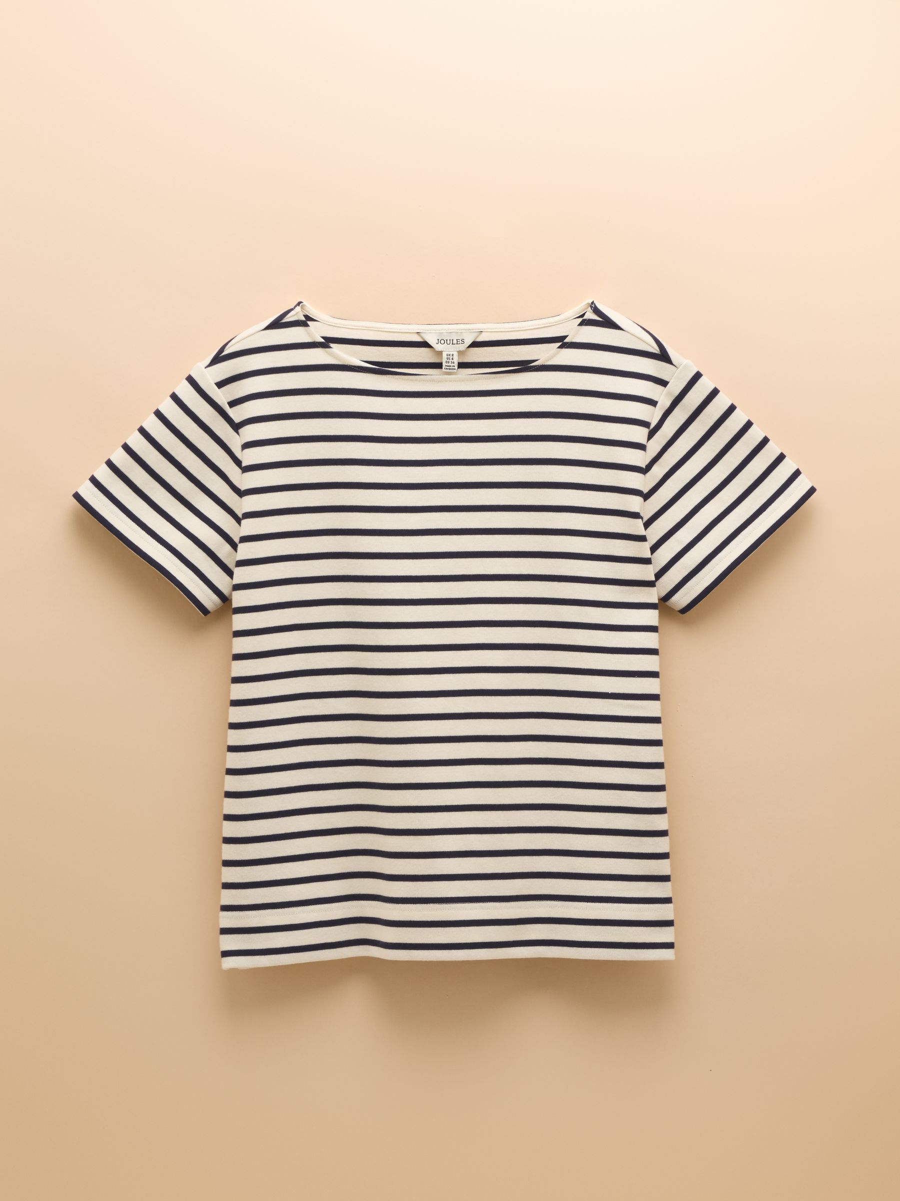 Harbour Cream/Navy Short Sleeve Boat Neck Breton Top - Image 10 of 10
