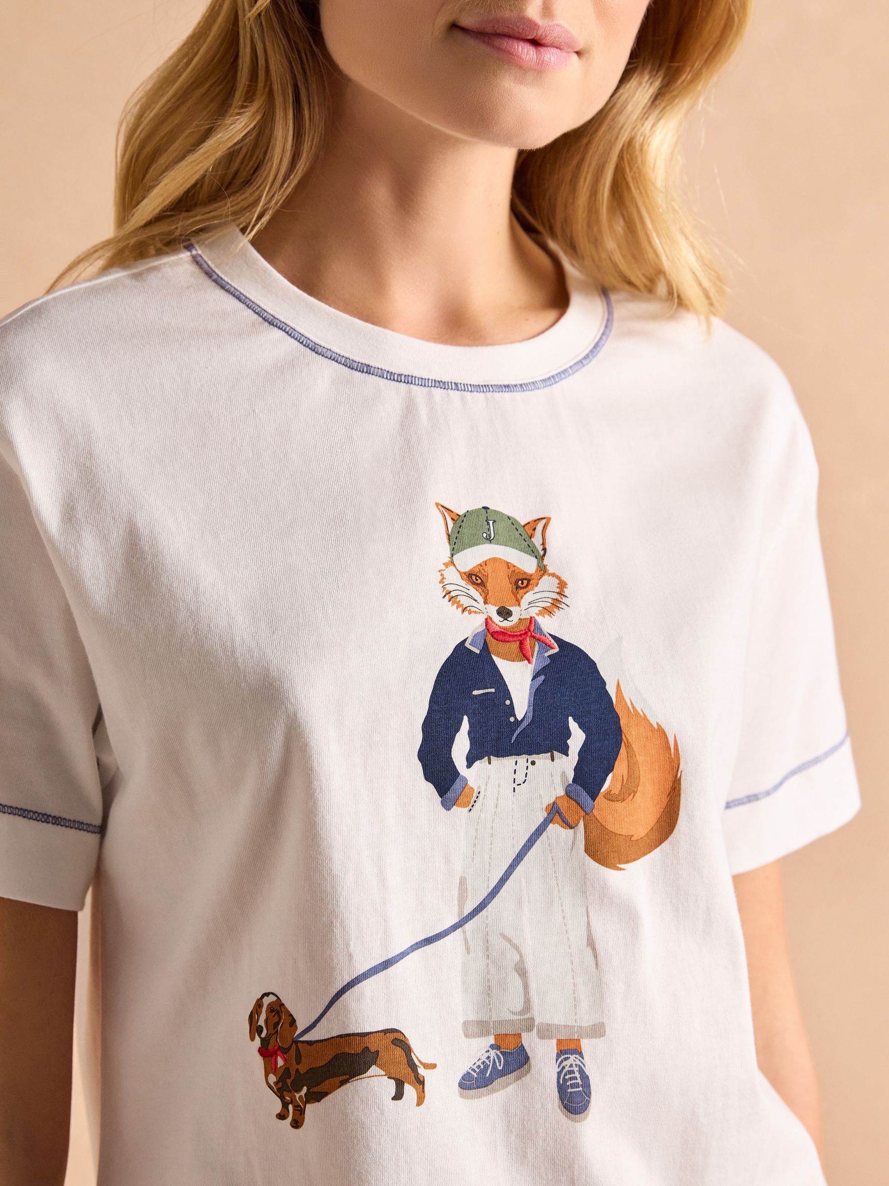 White Jonty Fox Graphic Cotton Short Sleeve T-Shirt - Image 5 of 7