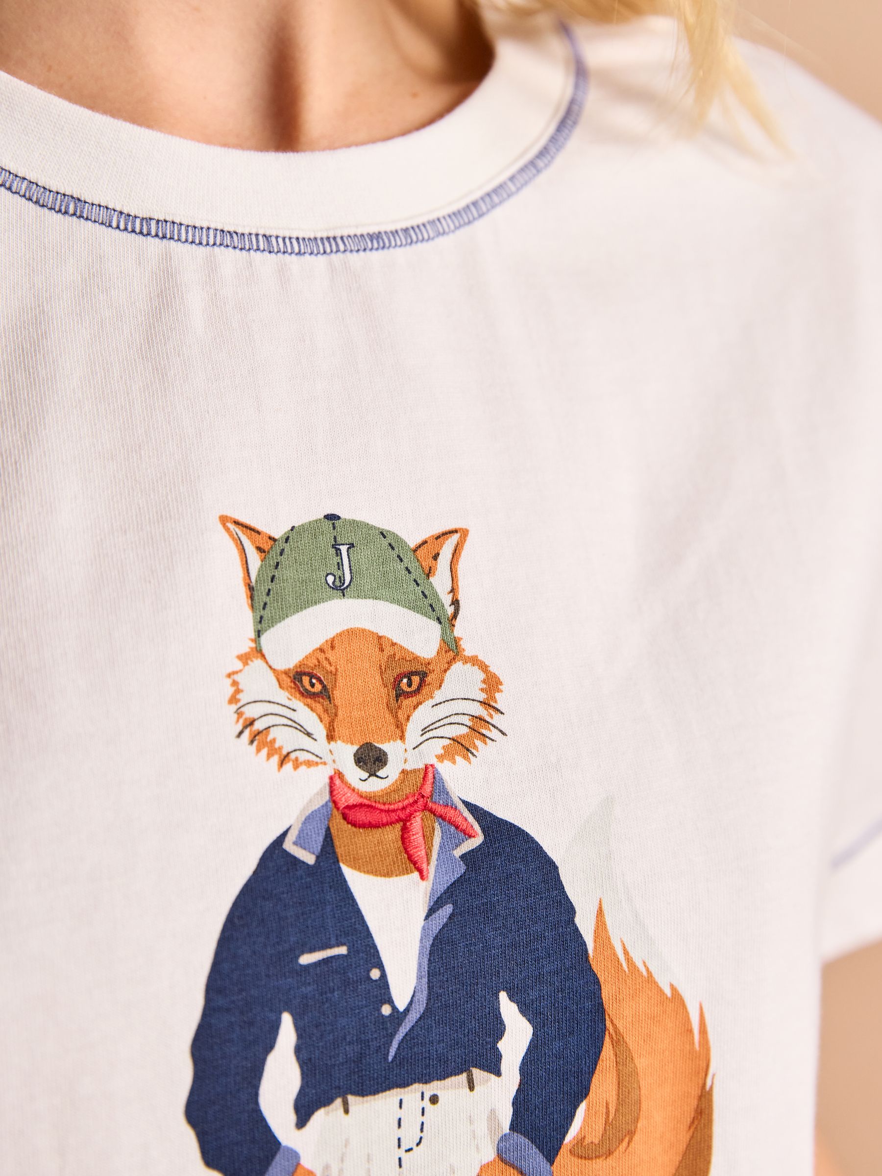 White Jonty Fox Graphic Cotton Short Sleeve T-Shirt - Image 6 of 7