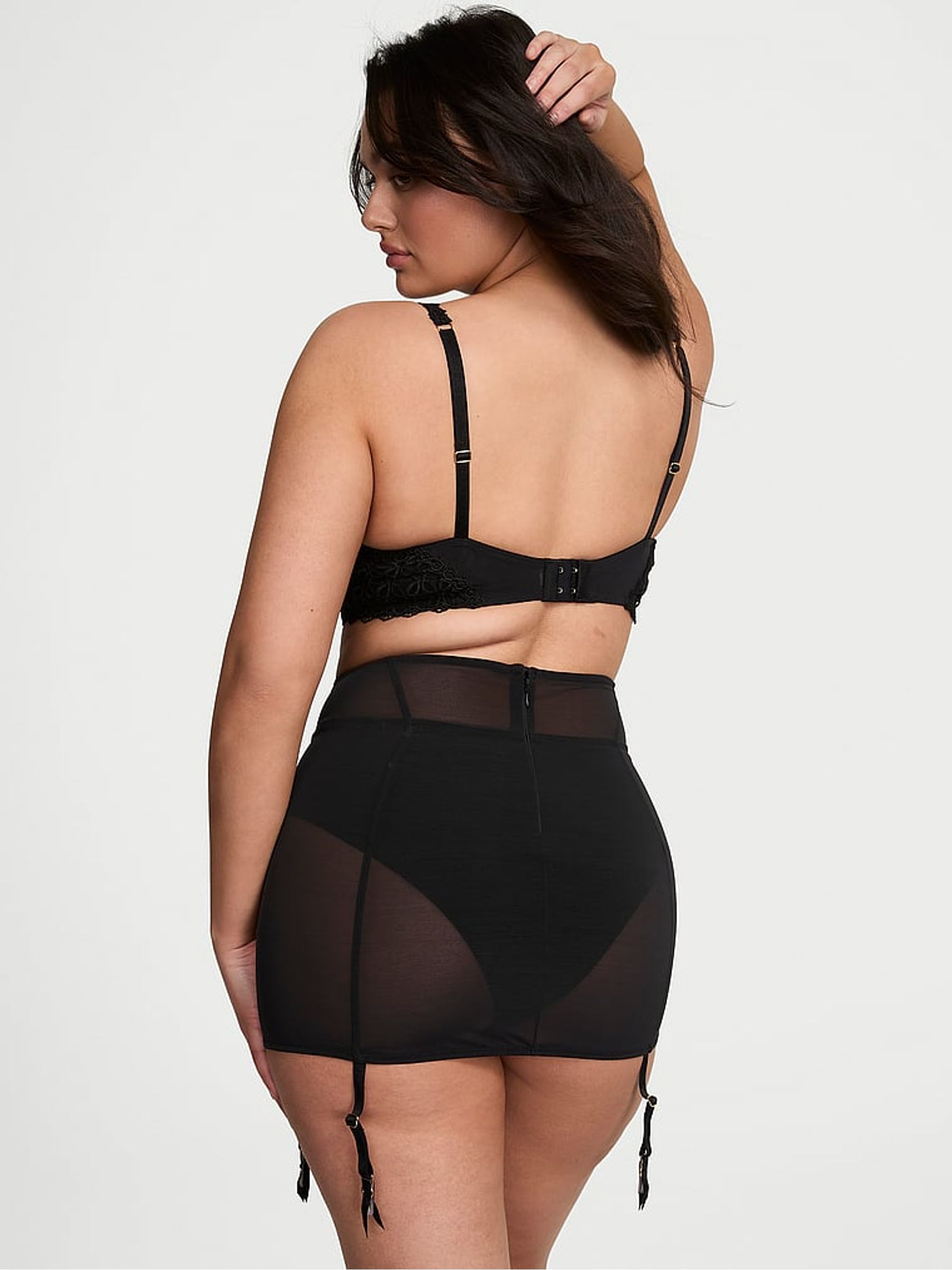 Black Geo Daisy Lace Garter Skirt - Image 2 of 3