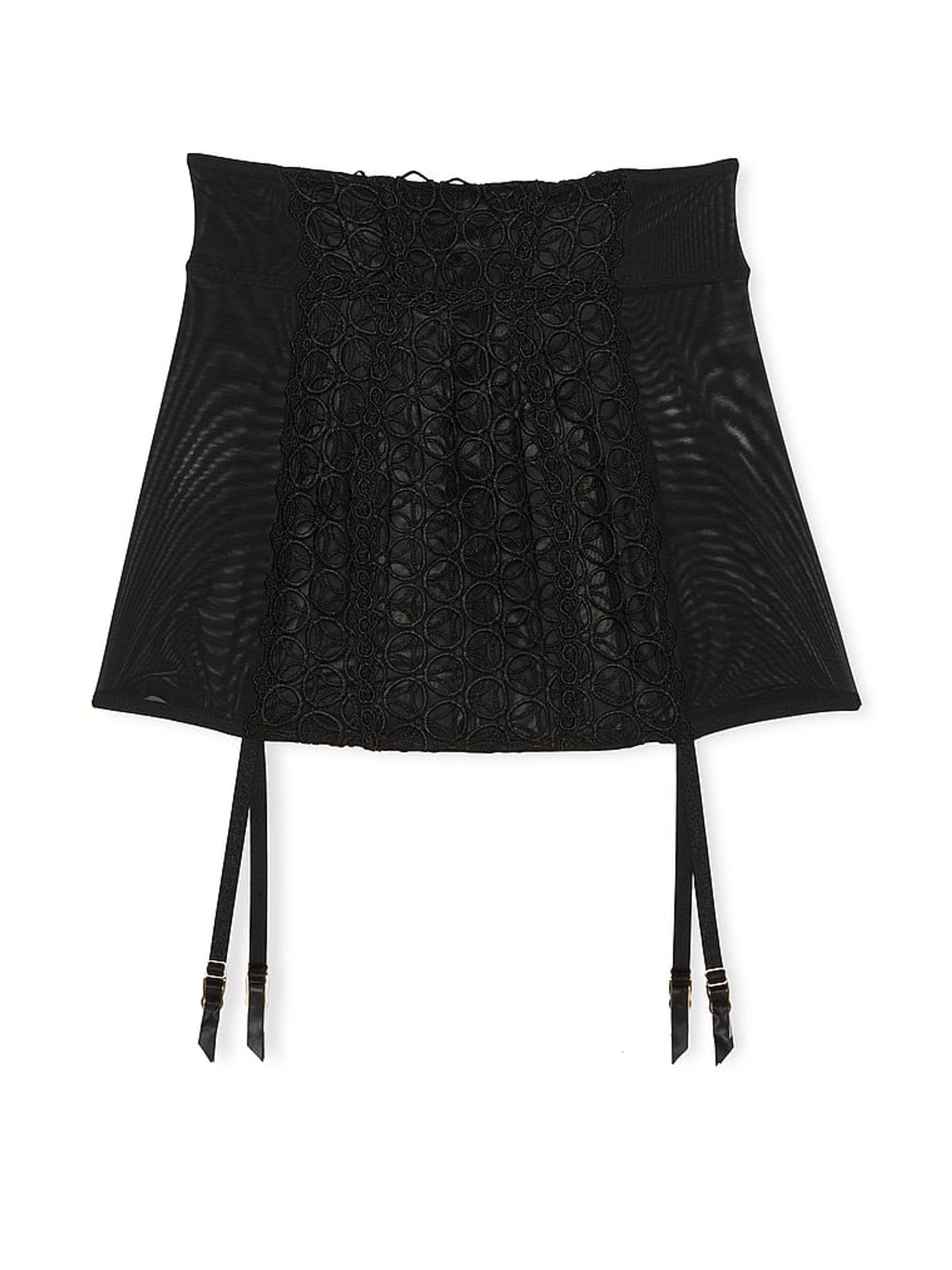 Black Geo Daisy Lace Garter Skirt - Image 3 of 3
