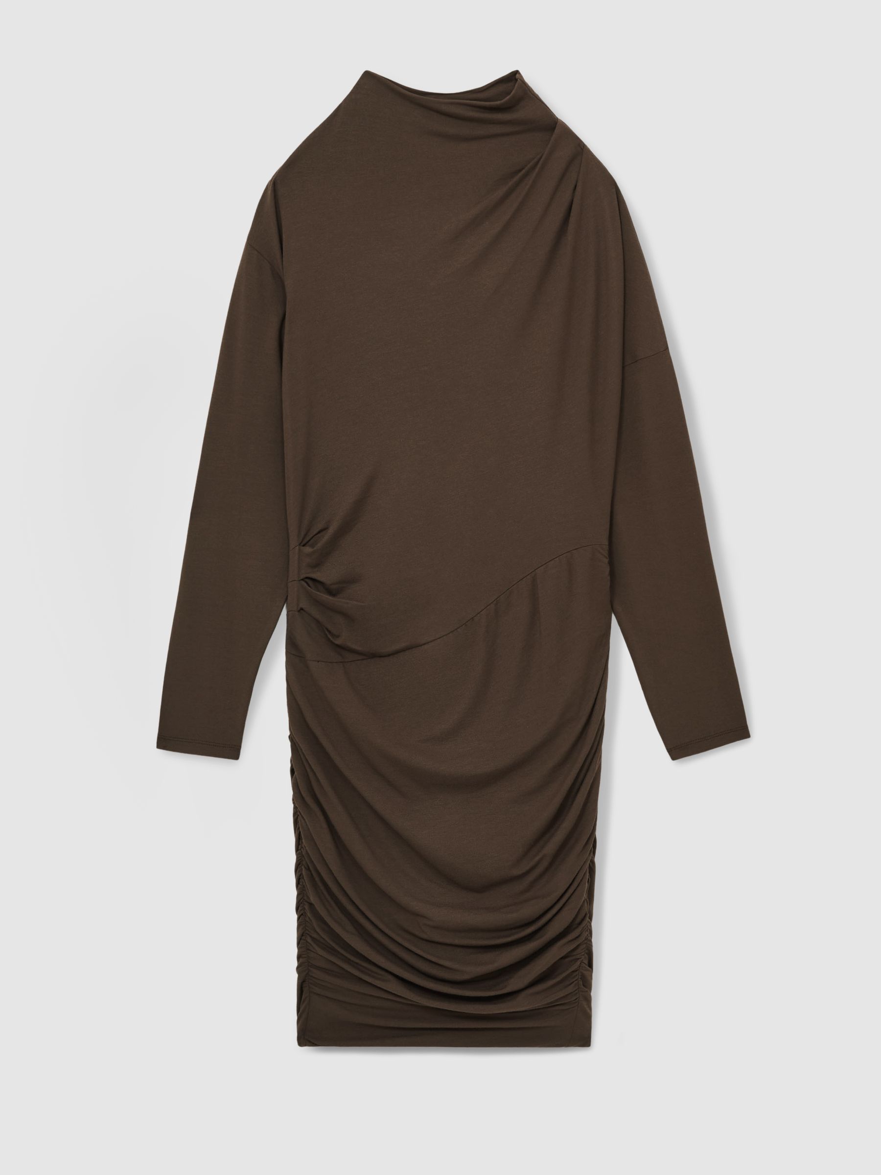Ruched Jersey Mini Dress in Mink - Image 2 of 6