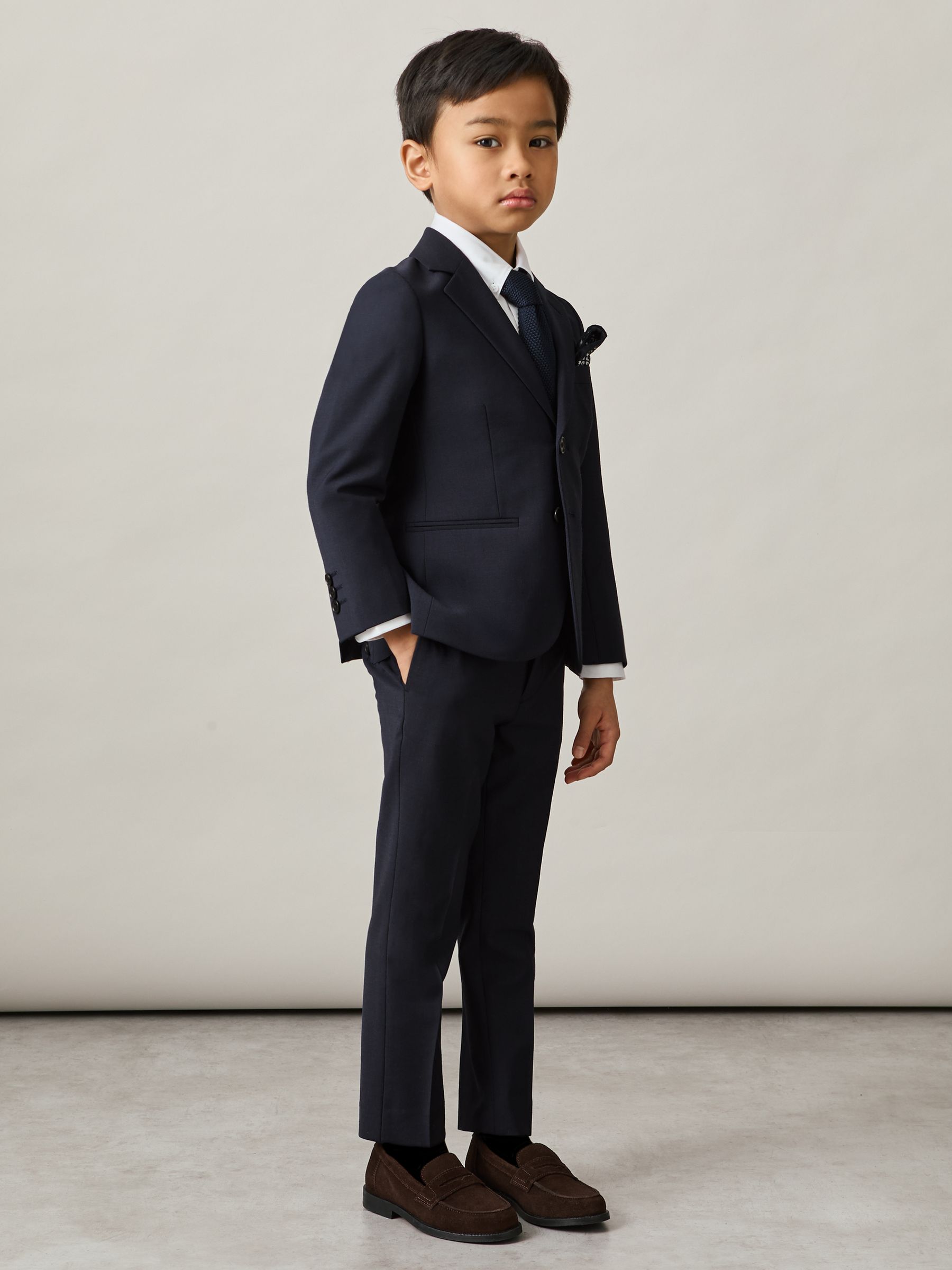 13-14 yrs Wool-Blend Single-Breasted Suit Blazer in Navy - Image 2 of 4