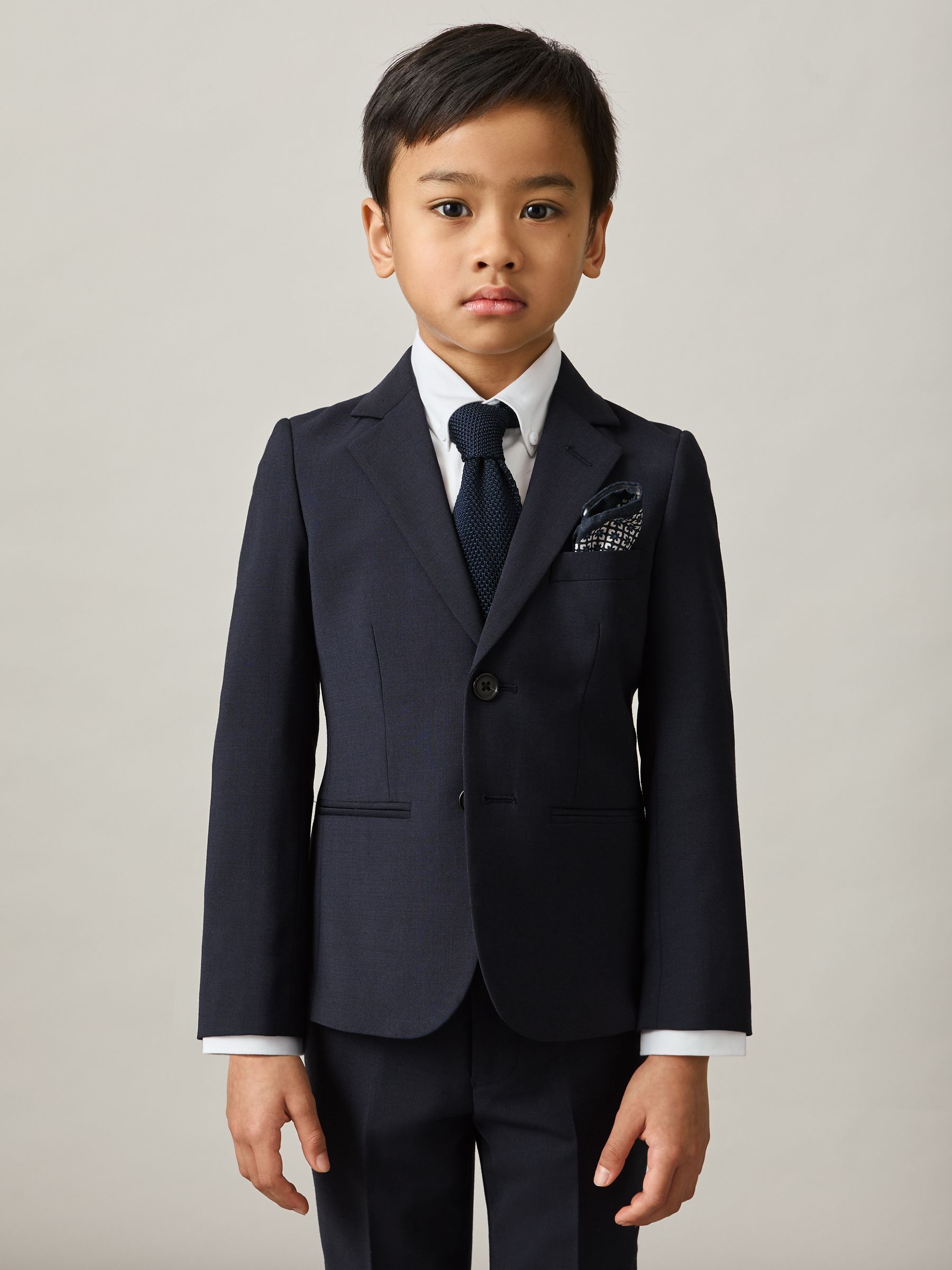 13-14 yrs Wool-Blend Single-Breasted Suit Blazer in Navy - Image 3 of 4