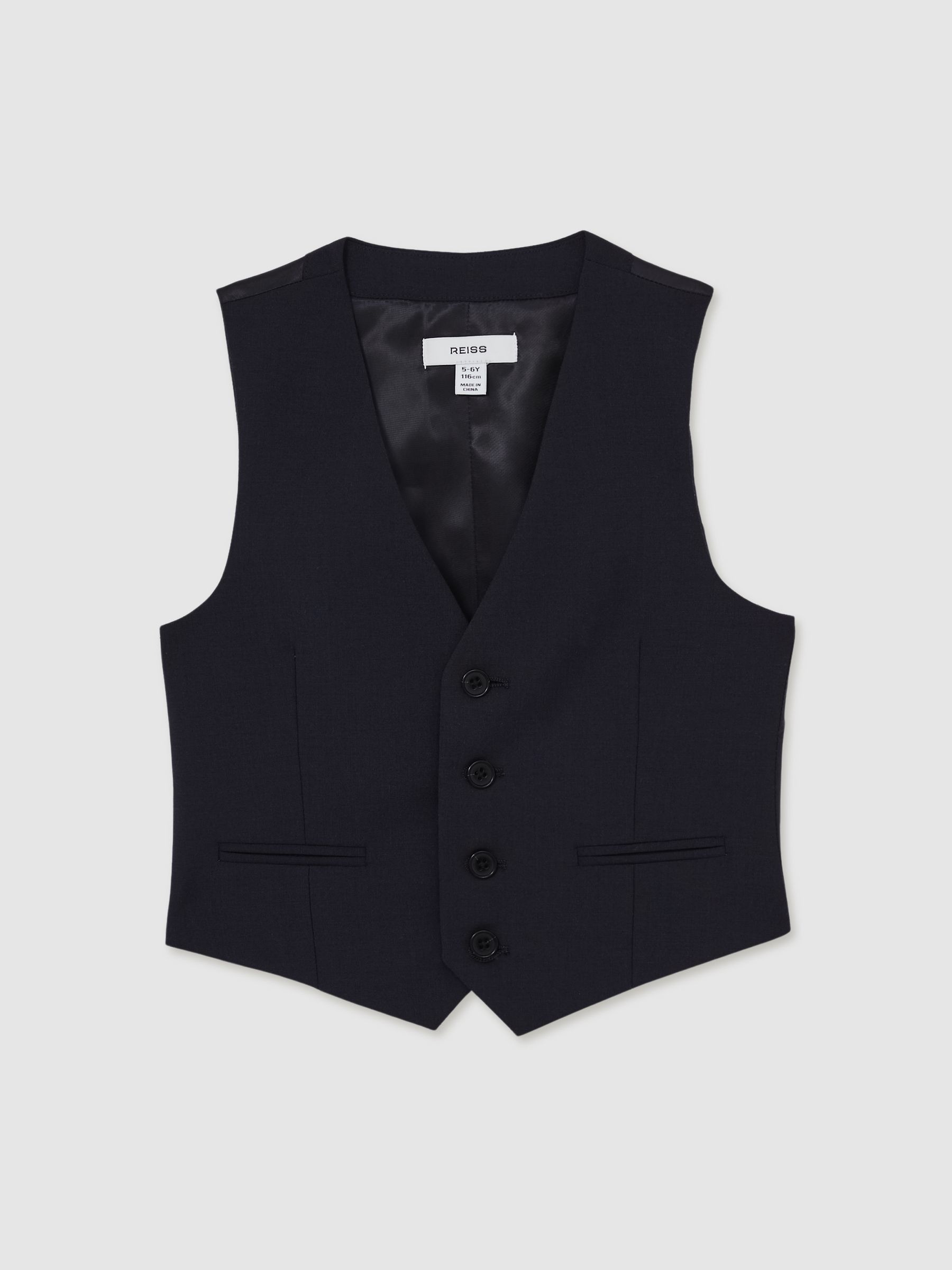 Wool-Blend Single-Breasted Waistcoat in Navy - Image 1 of 4