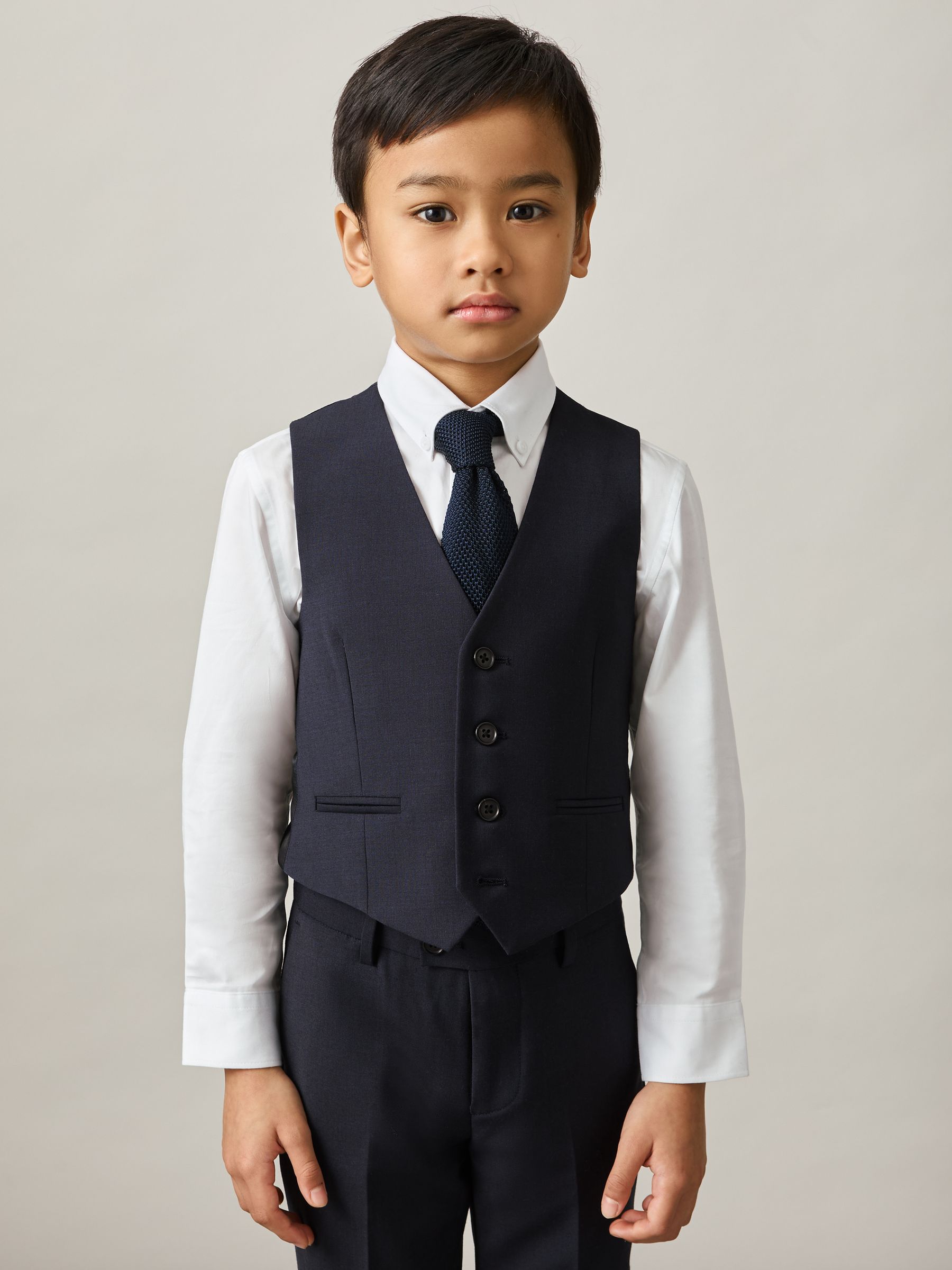 Wool-Blend Single-Breasted Waistcoat in Navy - Image 2 of 4