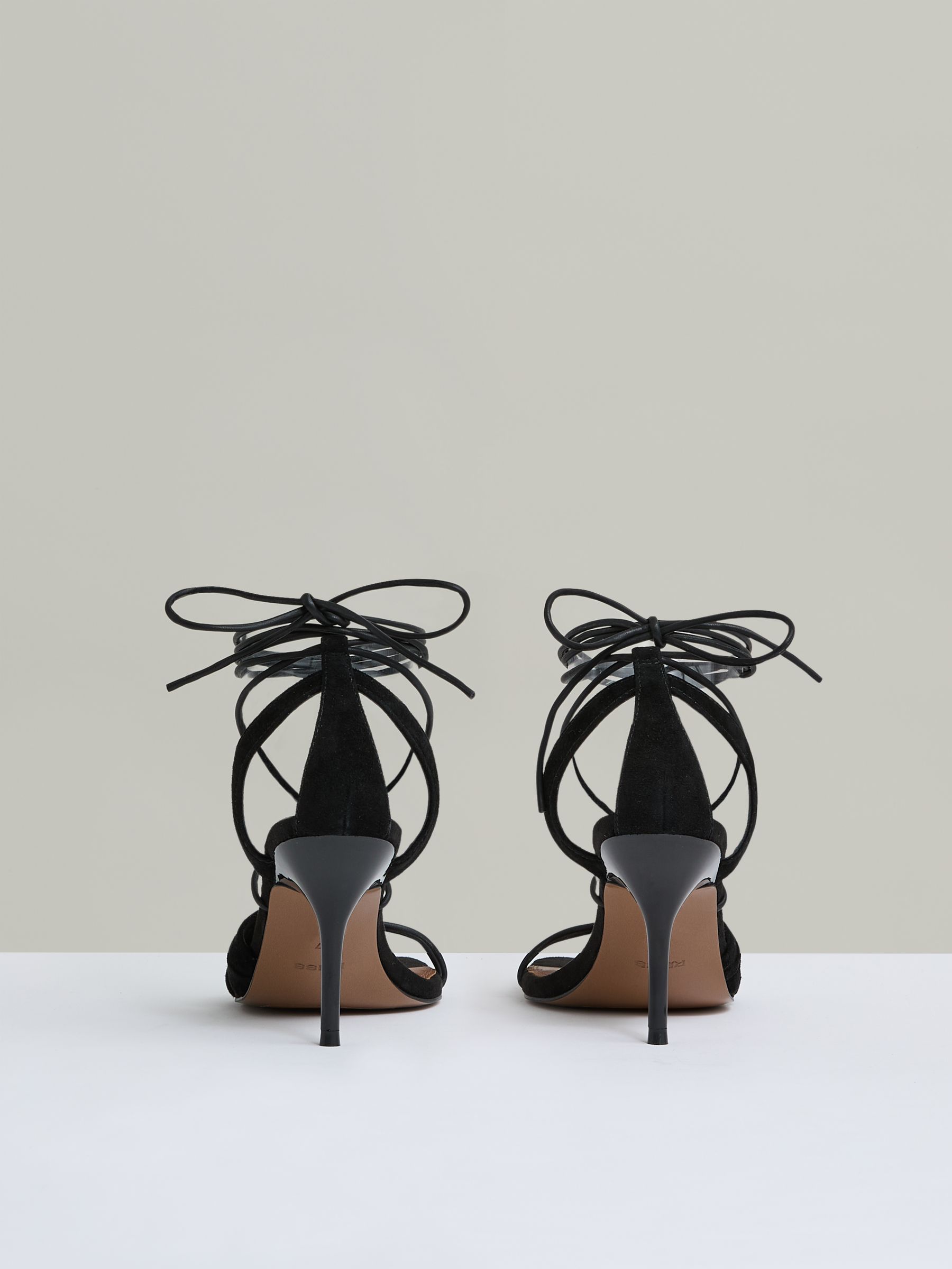 Suede Strappy Heeled Sandals in Black - image 3