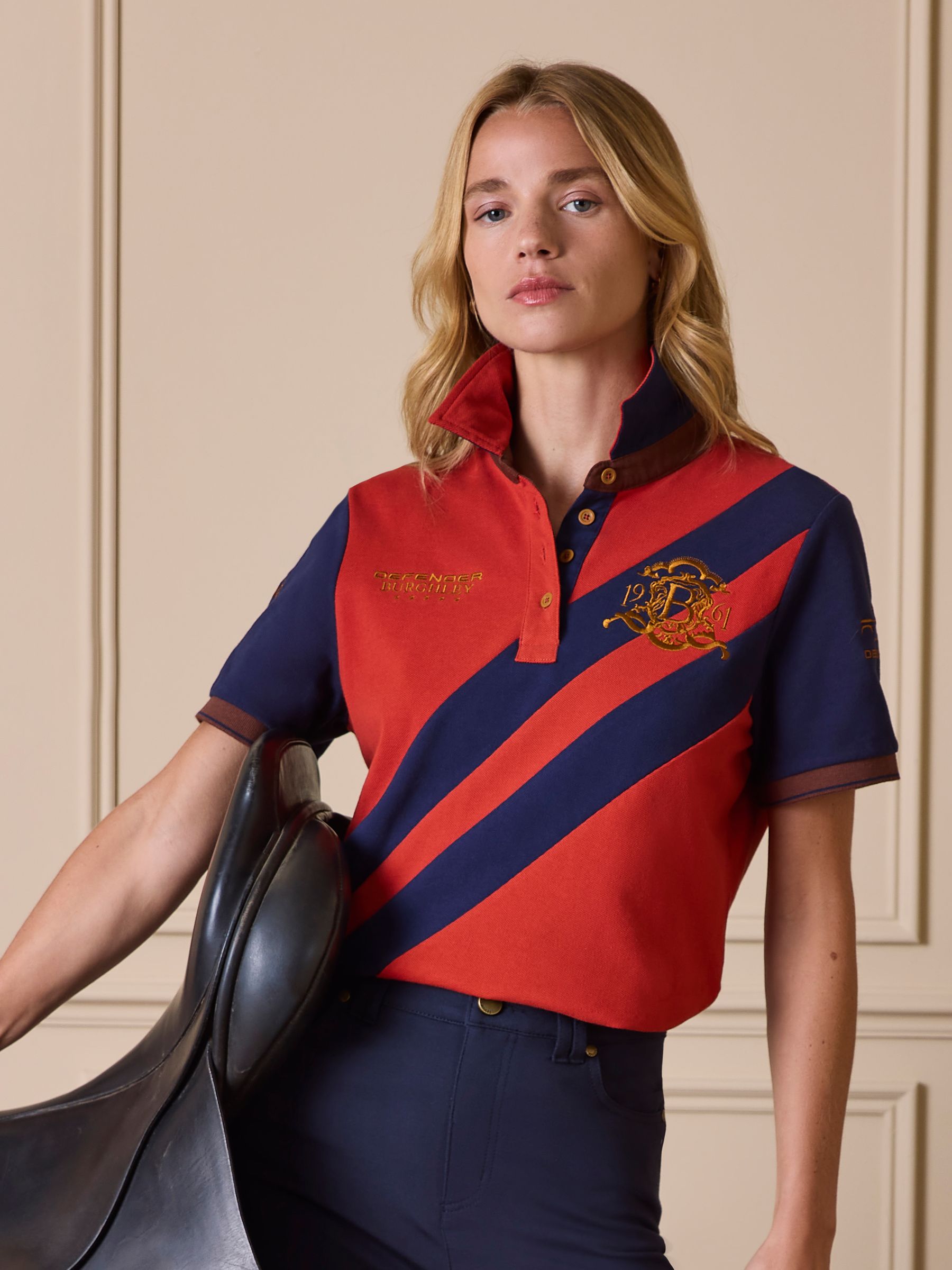 Official Burghley Orange Pique Polo Shirt - Image 1 of 6 Official Burghley Orange Pique Polo Shirt - Image 1 of 6