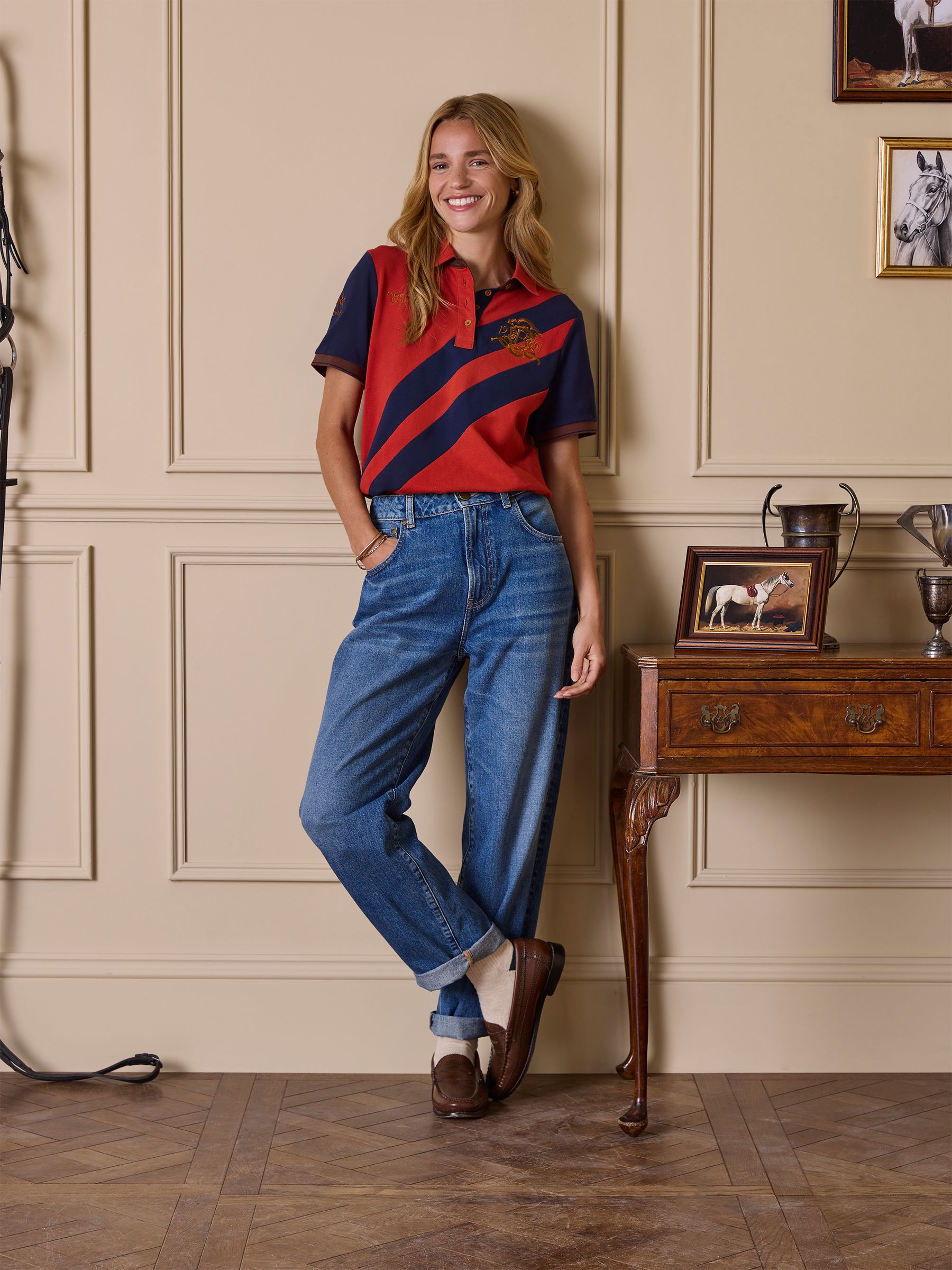 Official Burghley Orange Pique Polo Shirt - Image 3 of 6