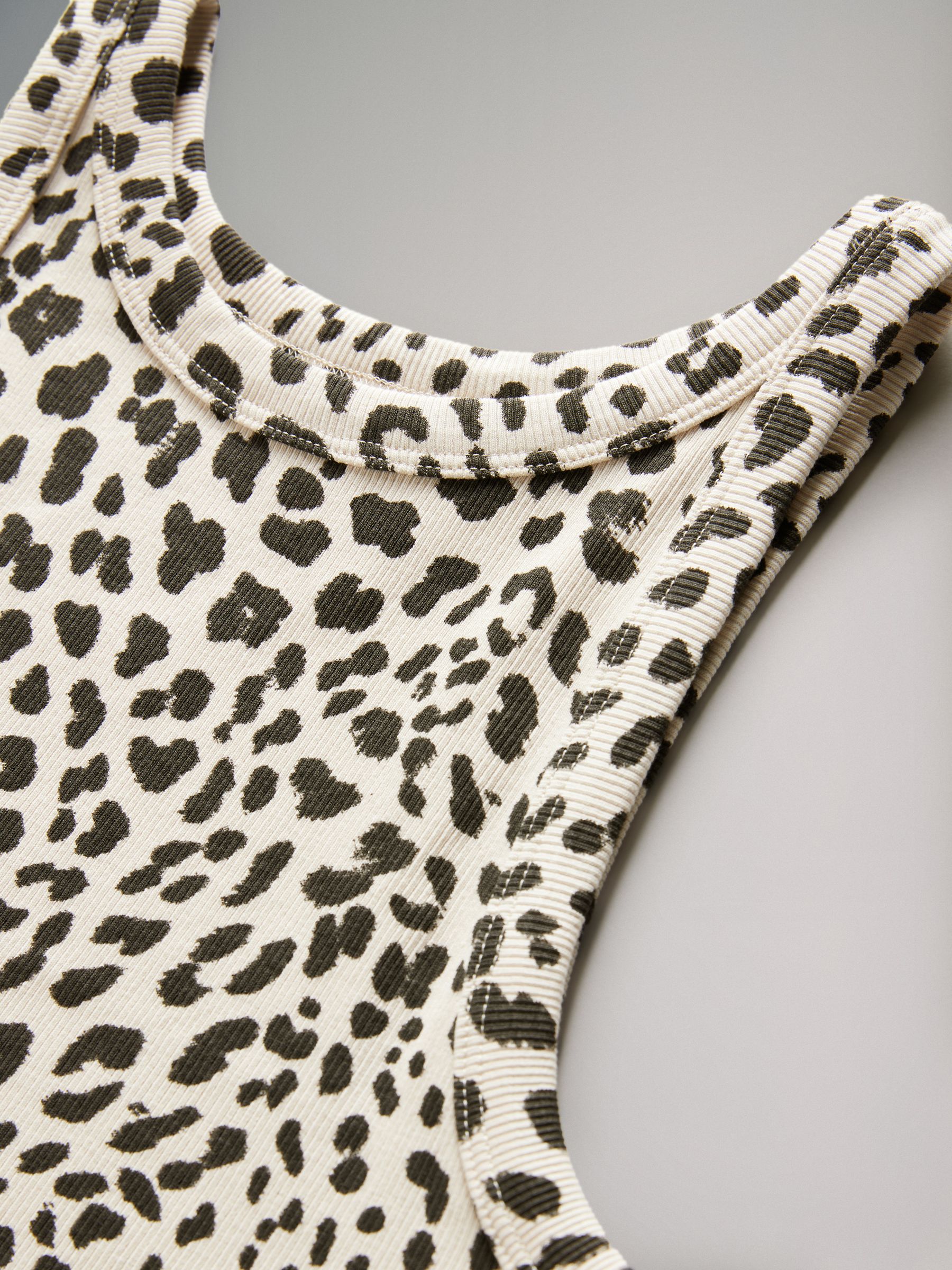 Black/White/Grey Marl/Animal - 4 Pack Ribbed Racer Vests - Image 6 of 6