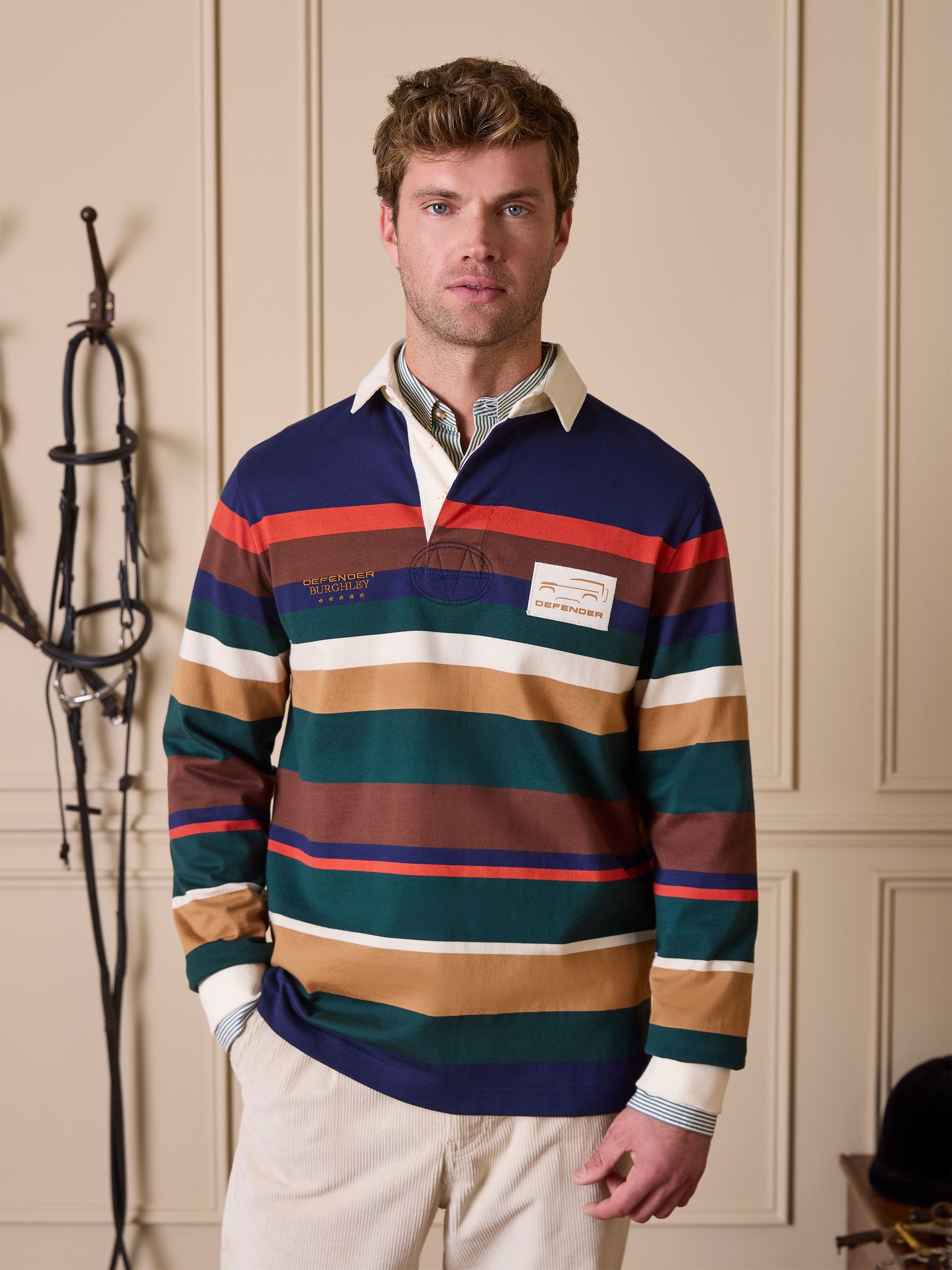 Official Burghley Multi Stripe Unisex Rugby Shirt - Image 1 of 15 Official Burghley Multi Stripe Unisex Rugby Shirt - Image 1 of 15