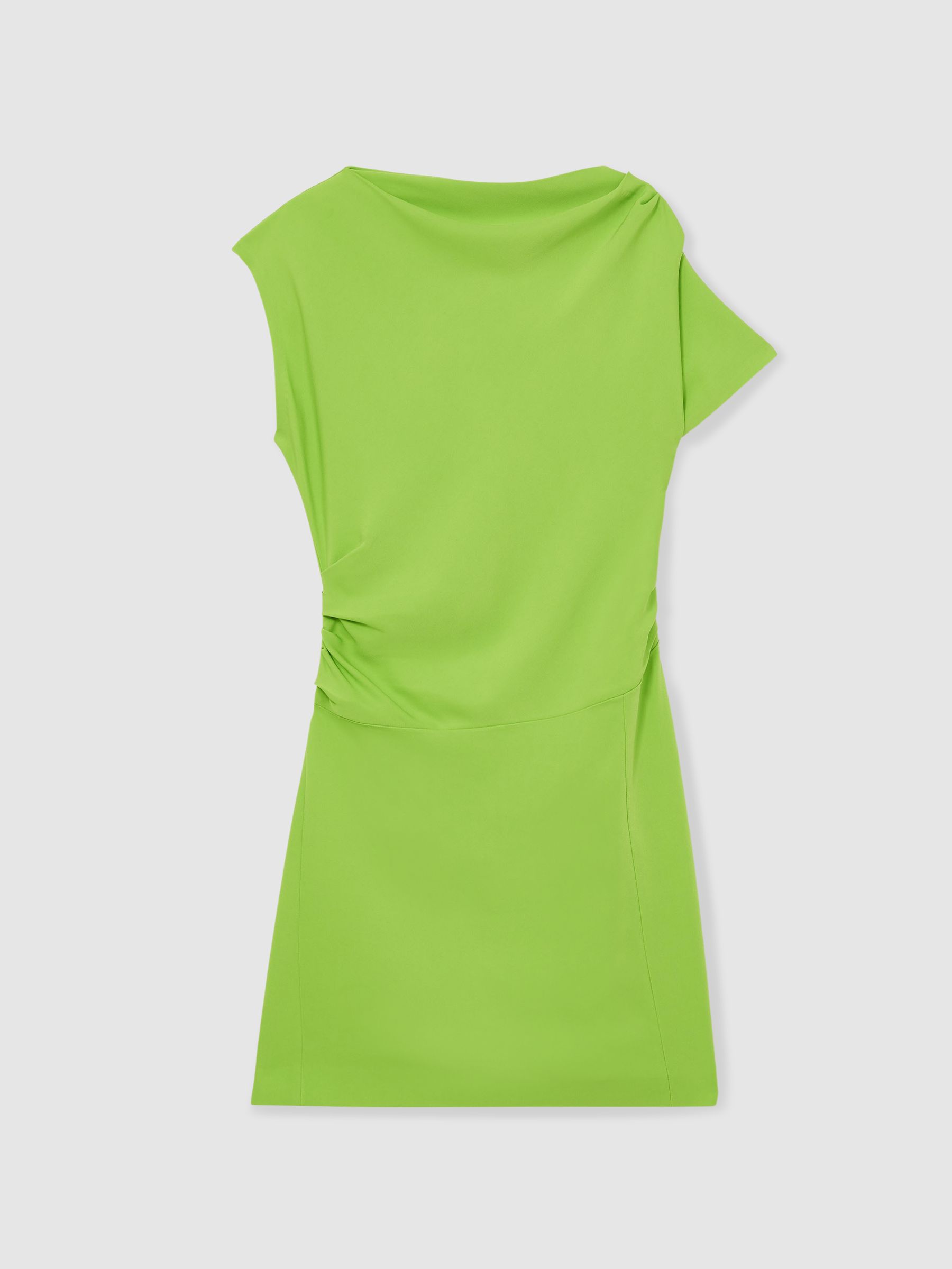 Asymmetric Ruched Mini Dress in Green - Image 2 of 6