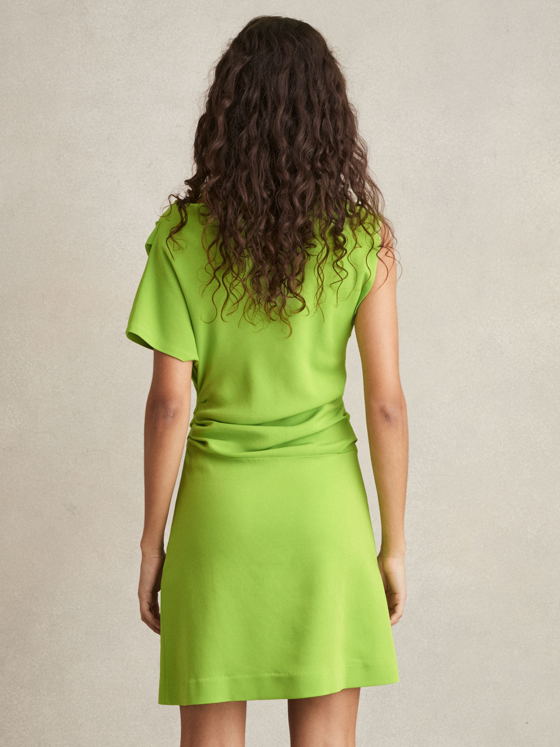 Asymmetric Ruched Mini Dress in Green - Image 5 of 6