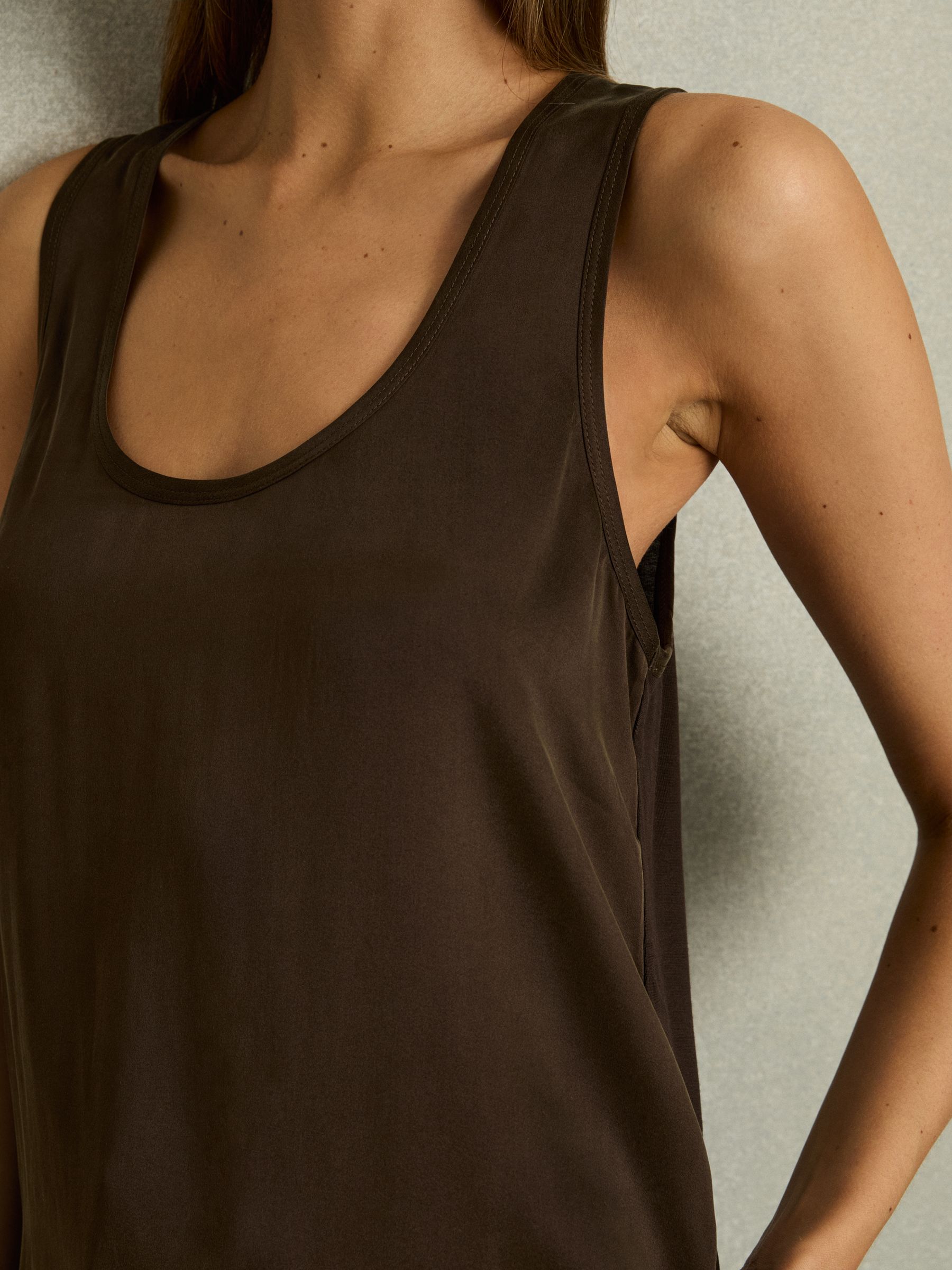 Silk-Front Cami Top in Chocolate - Image 4 of 6
