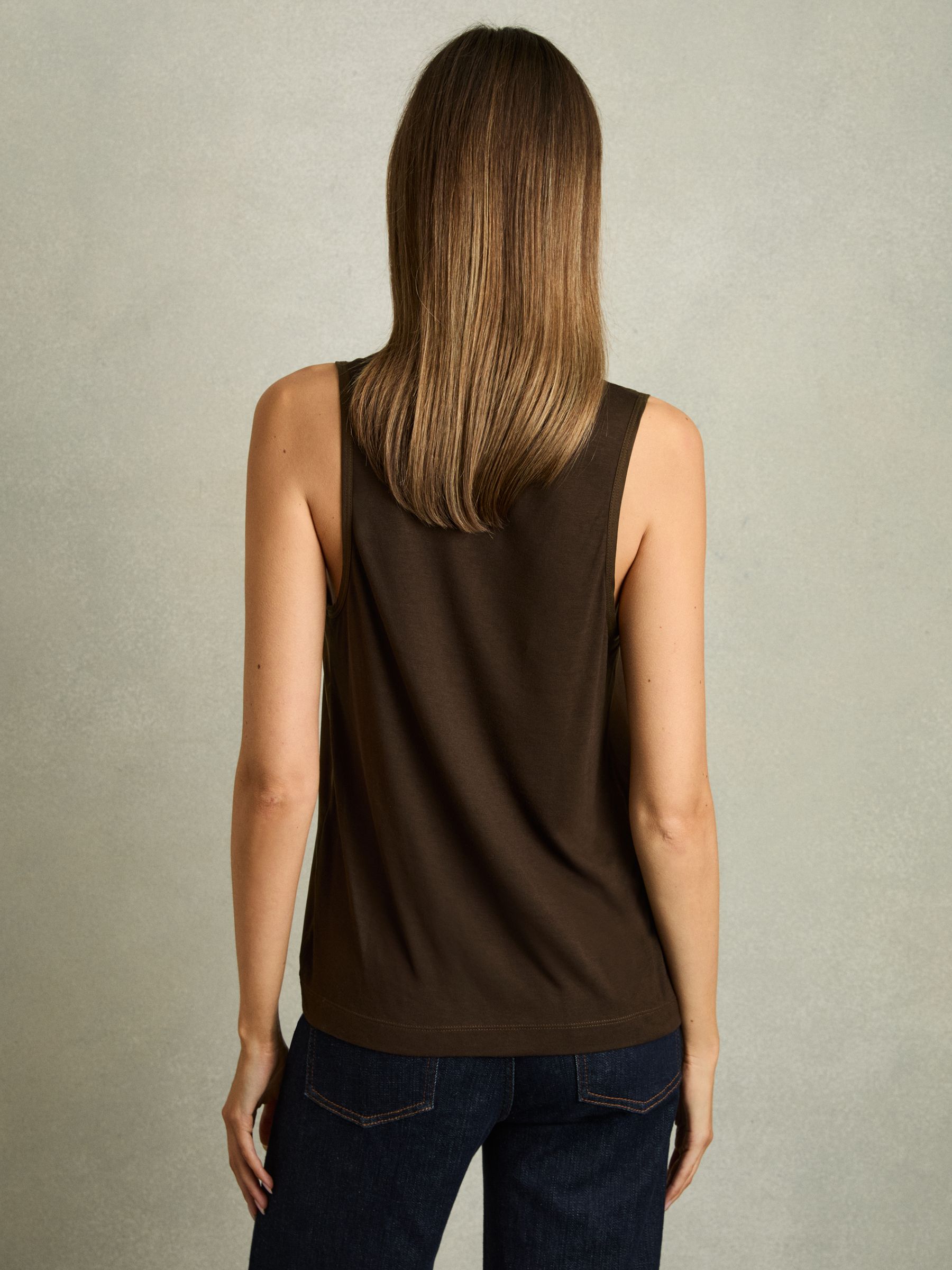 Silk-Front Cami Top in Chocolate - Image 5 of 6