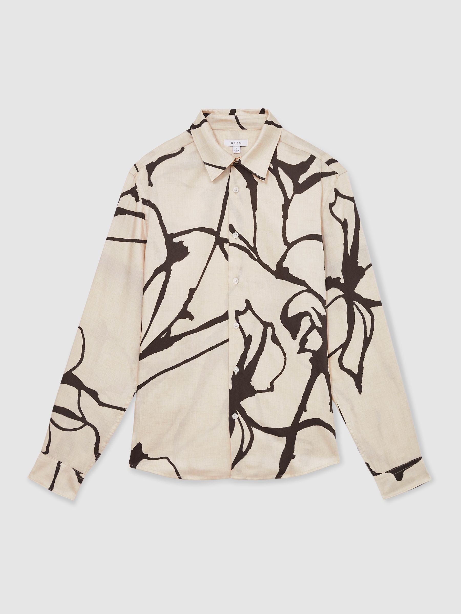 Abstract Painted Print Shirt in Stone - Image 2 of 6