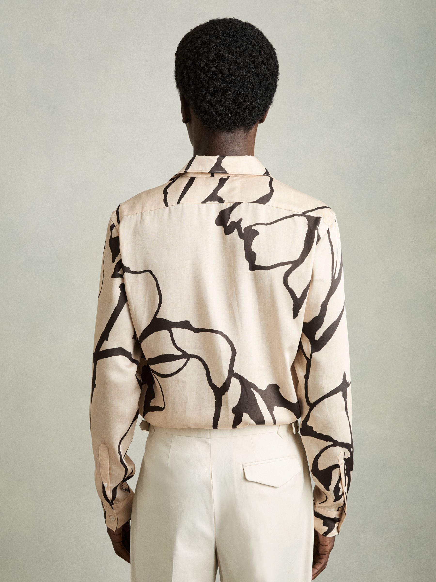 Abstract Painted Print Shirt in Stone - Image 4 of 6