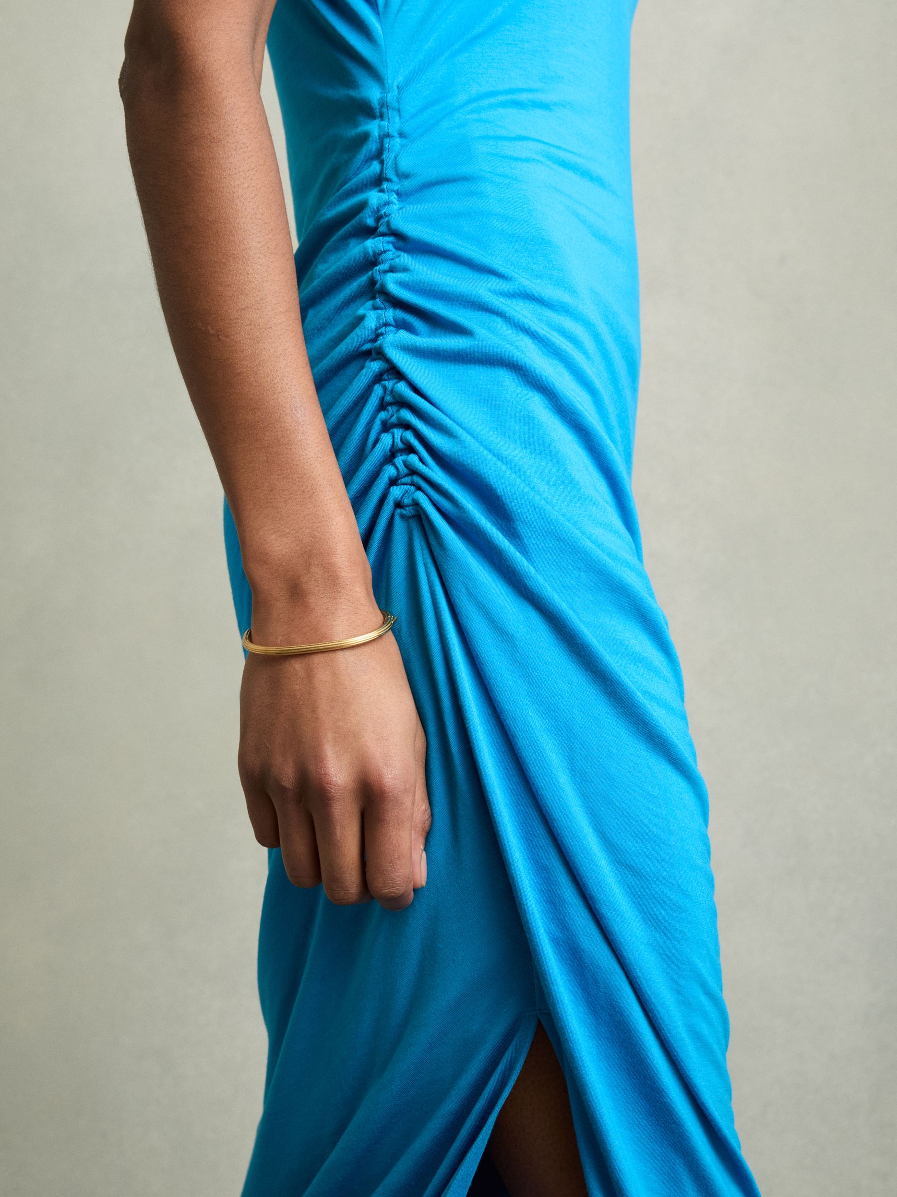 Modal-Blend Ruched Midi Dress in Bright Blue - image 4