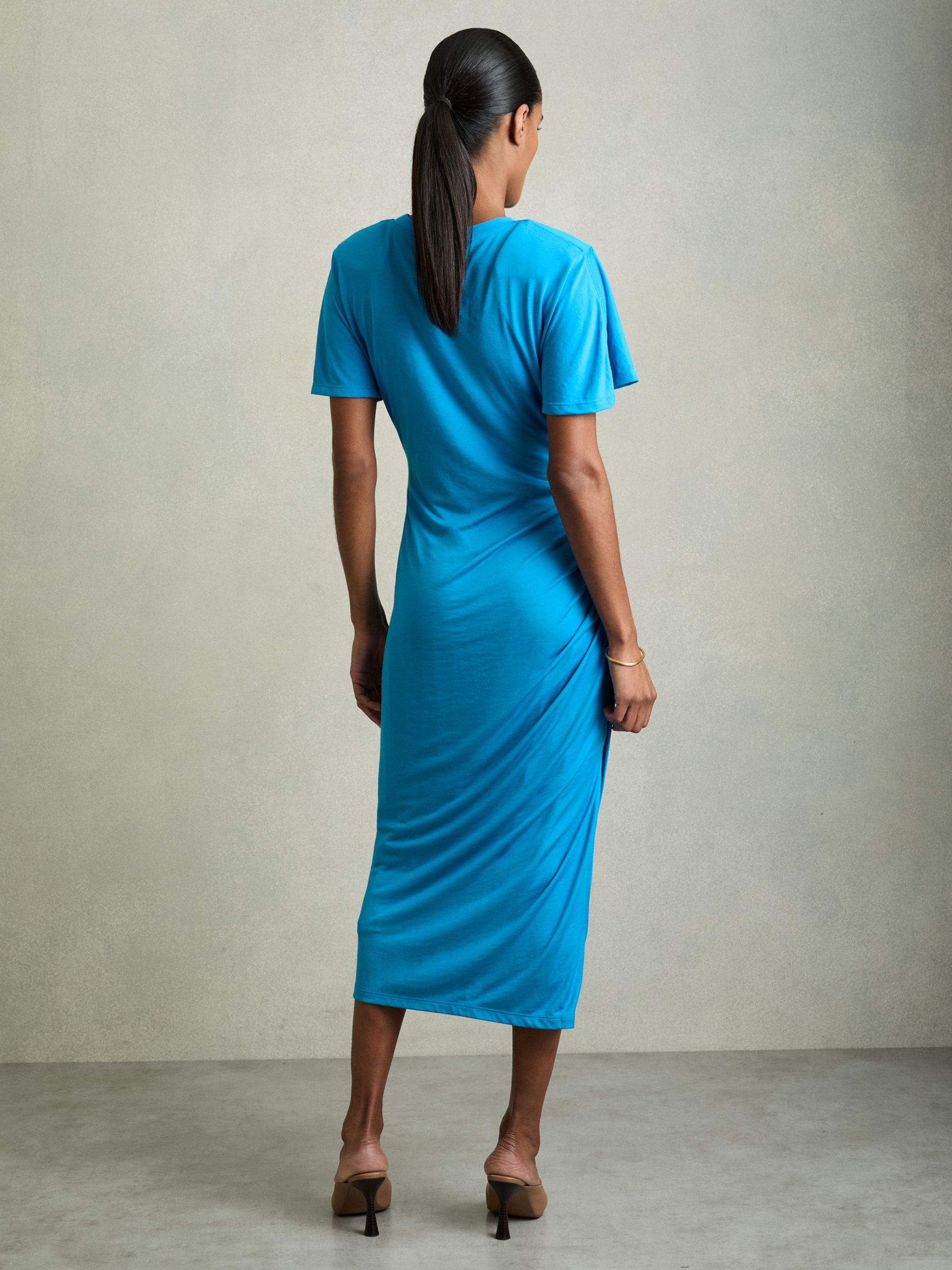 Modal-Blend Ruched Midi Dress in Bright Blue - image 5