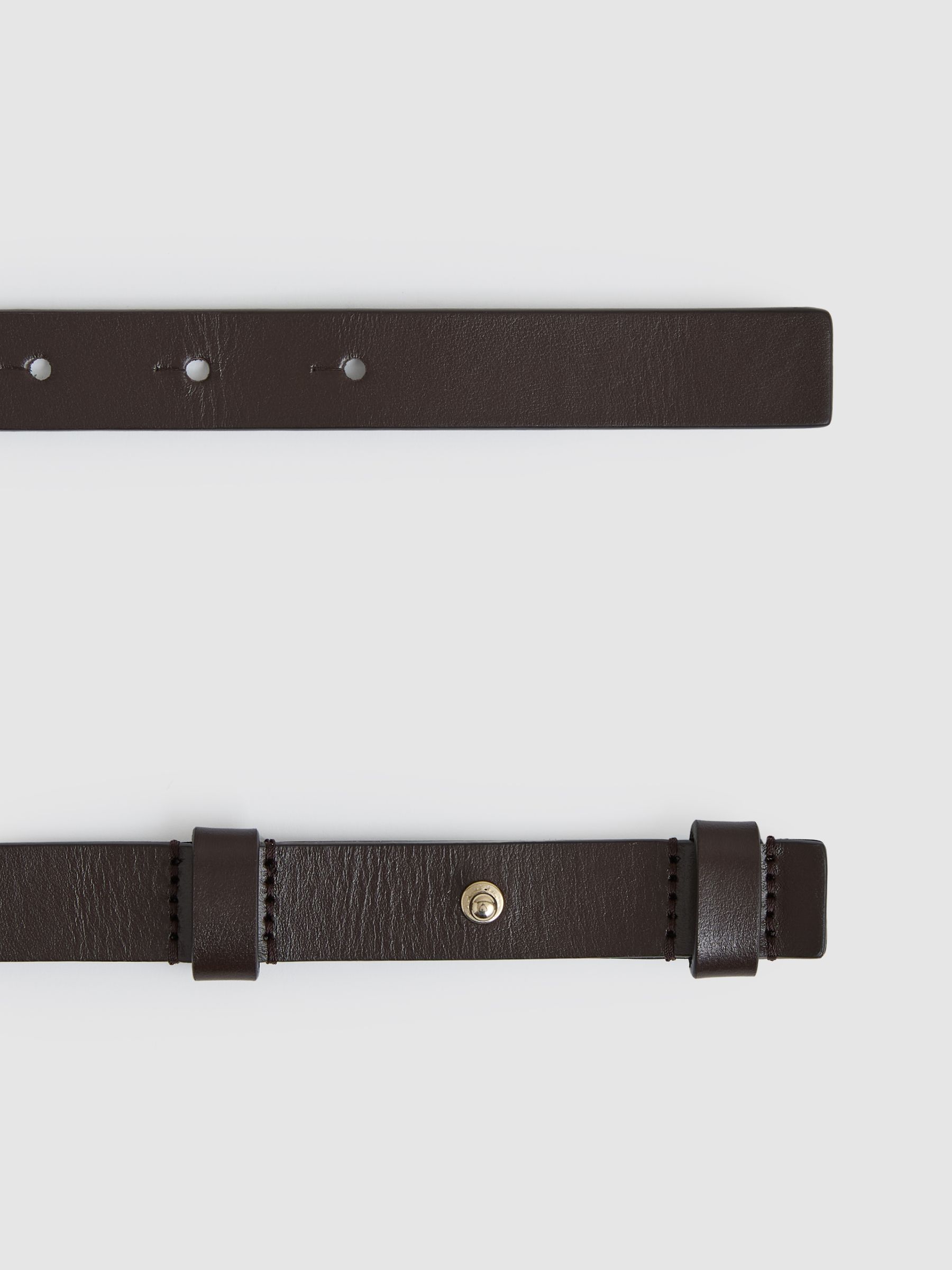 Leather Square Hinge Belt in Chocolate - Image 3 of 4