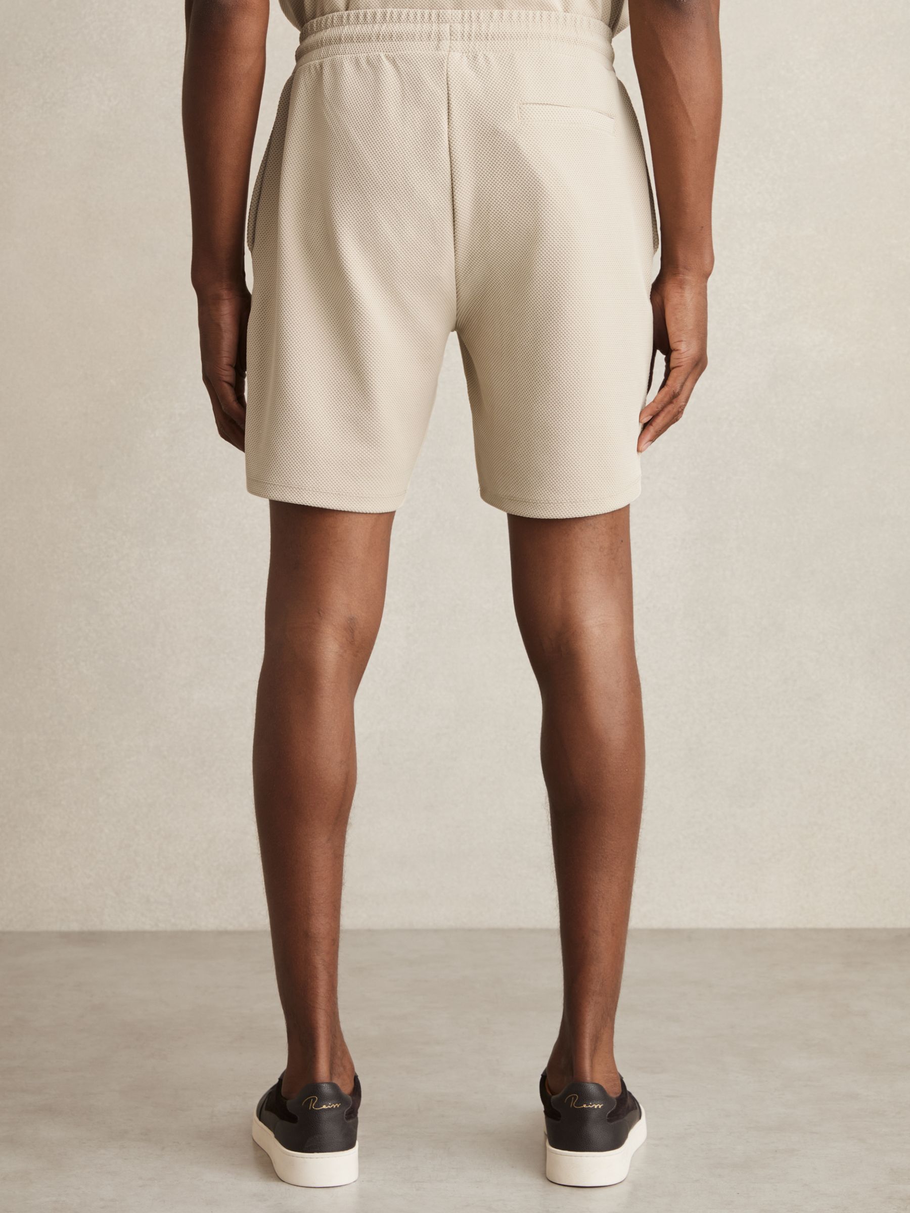 Textured Drawstring Shorts in Stone - Image 4 of 6