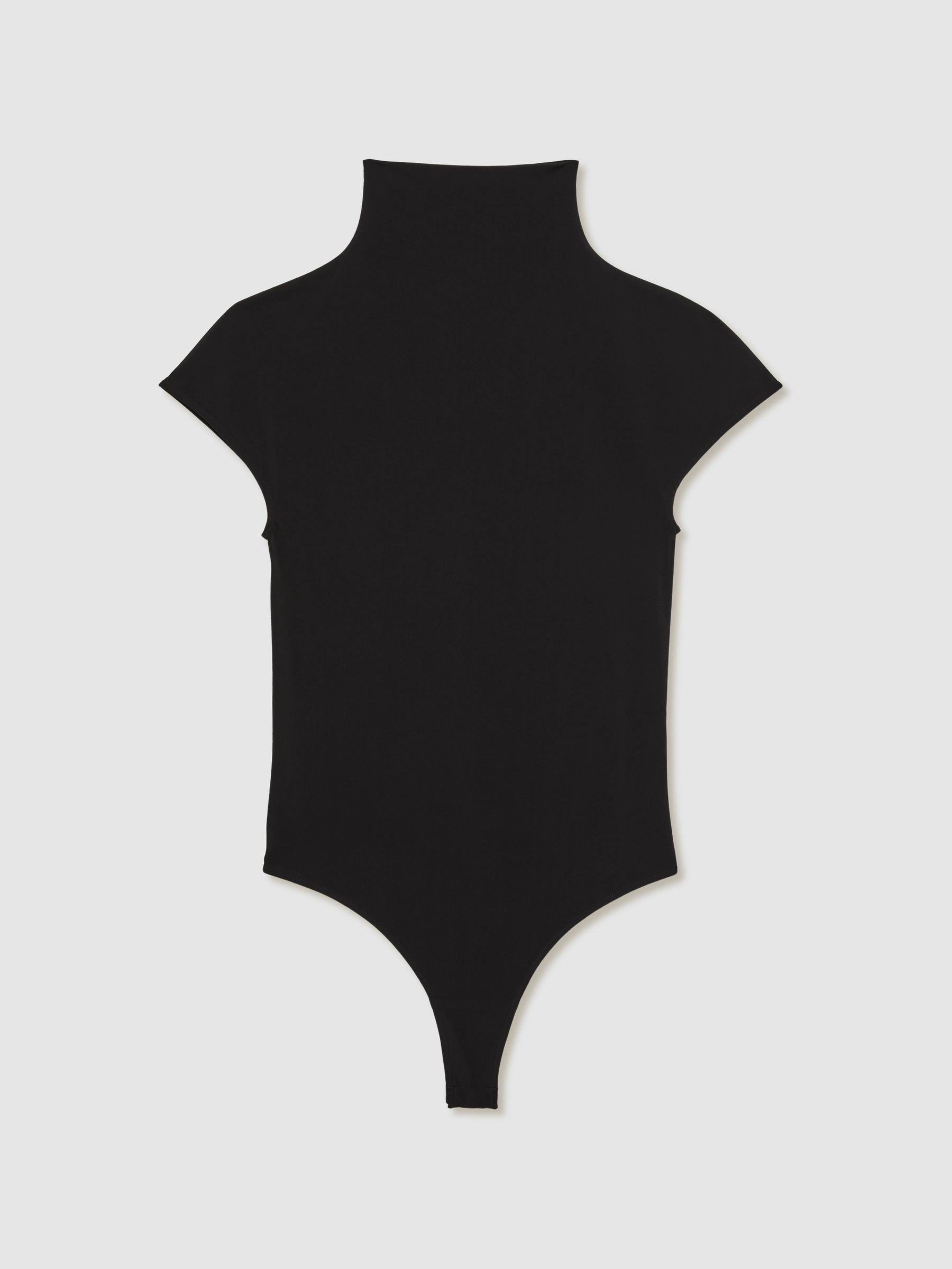 High-Neck Jersey Bodysuit in Black - Image 2 of 7
