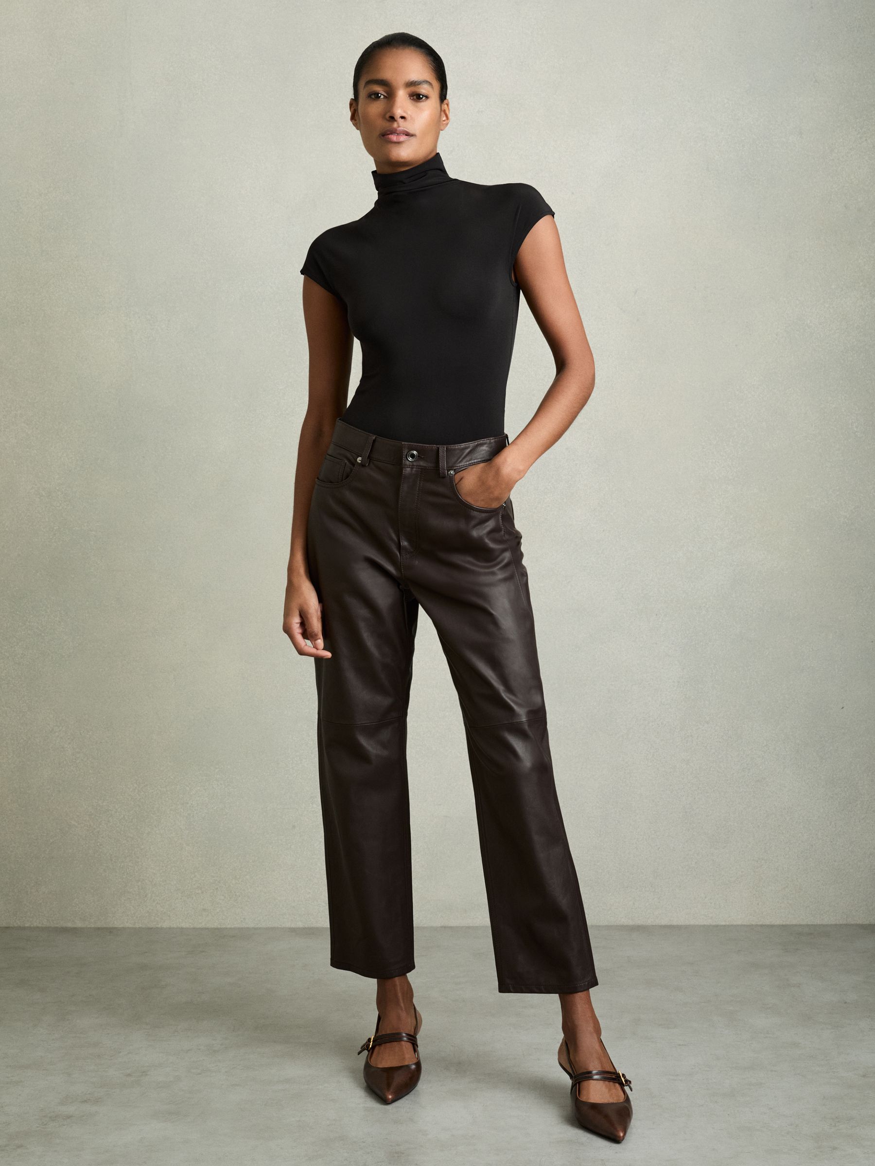 High-Neck Jersey Bodysuit in Black - Image 3 of 7