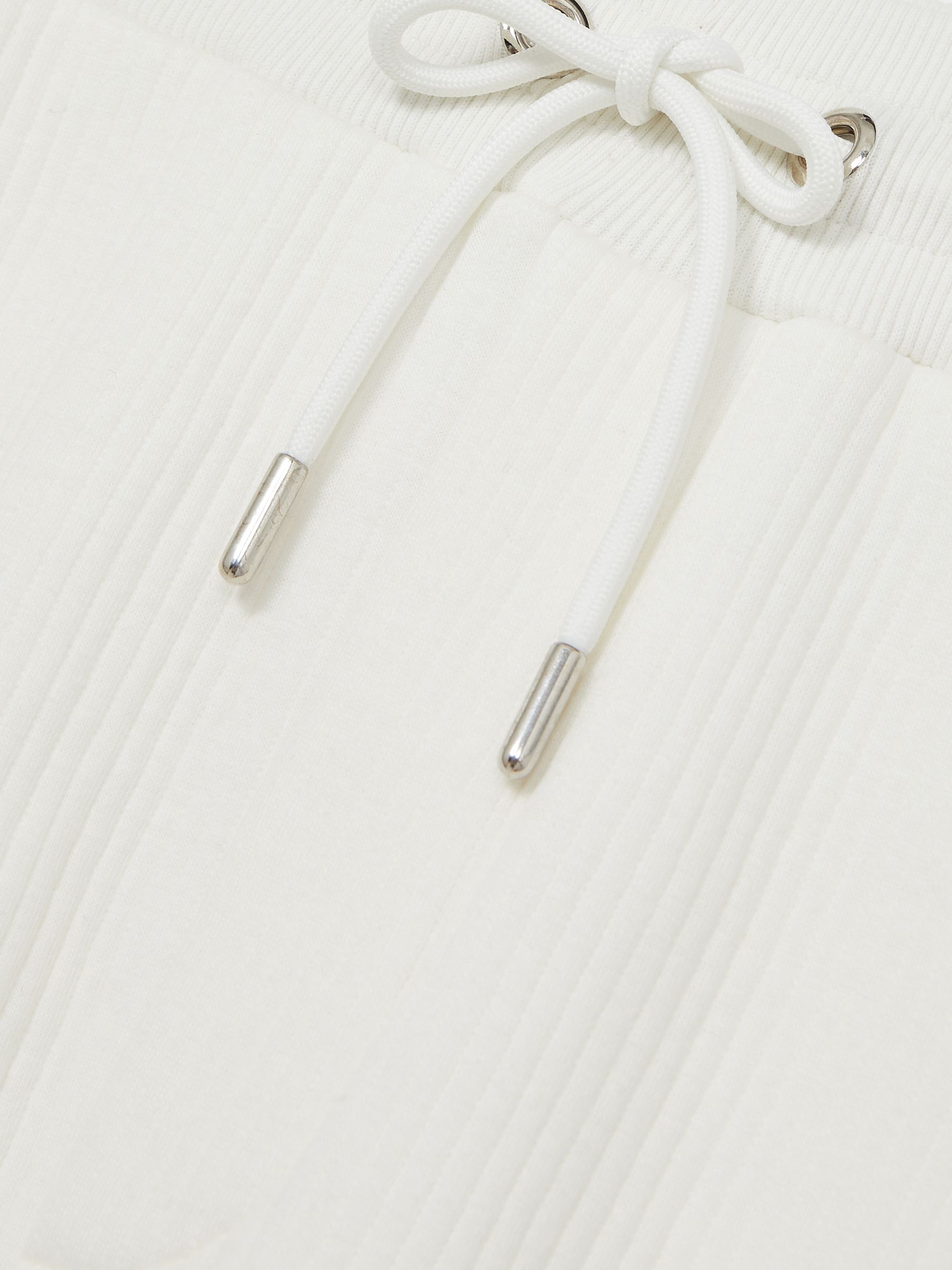 Cotton-Blend Ribbed Drawstring Joggers in White - Image 6 of 6