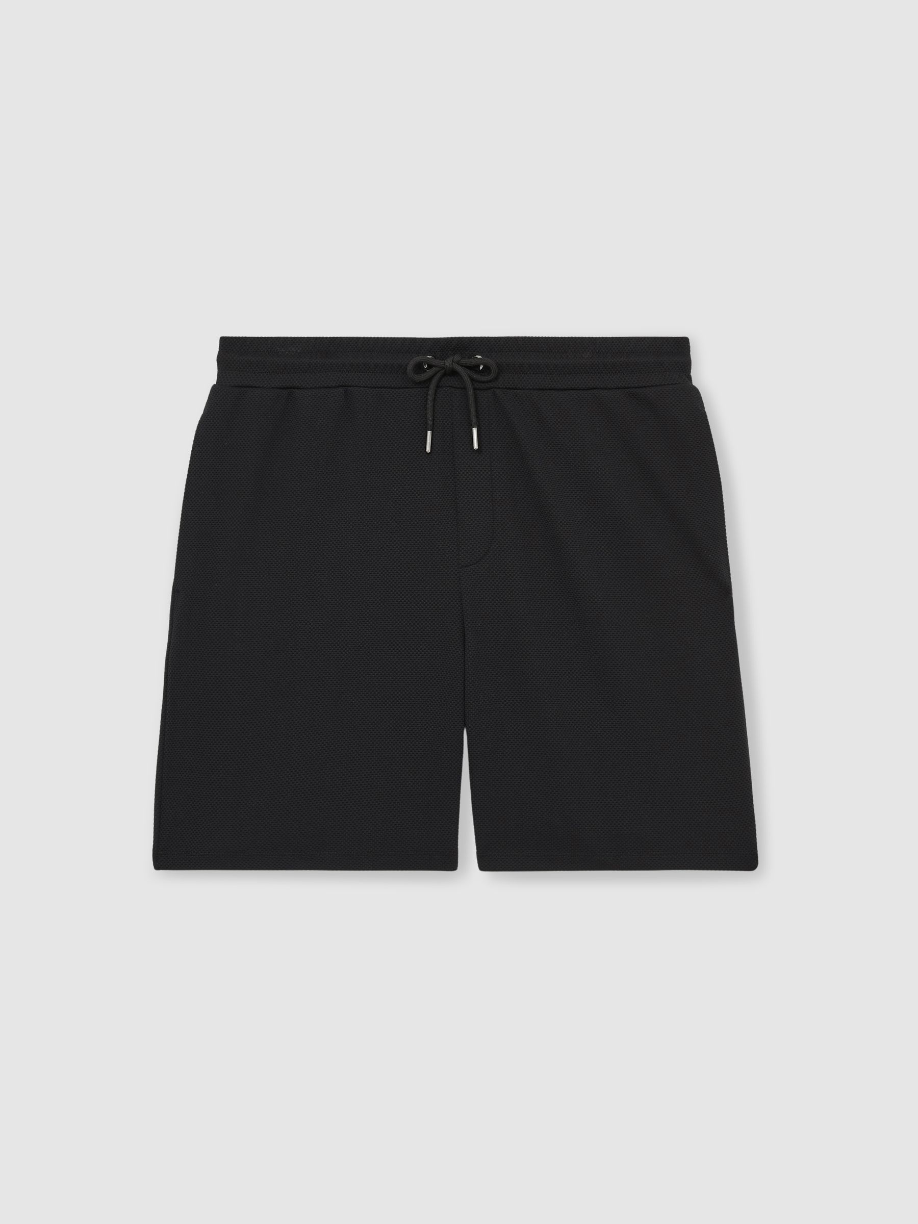 Textured Drawstring Shorts in Black - Image 2 of 6