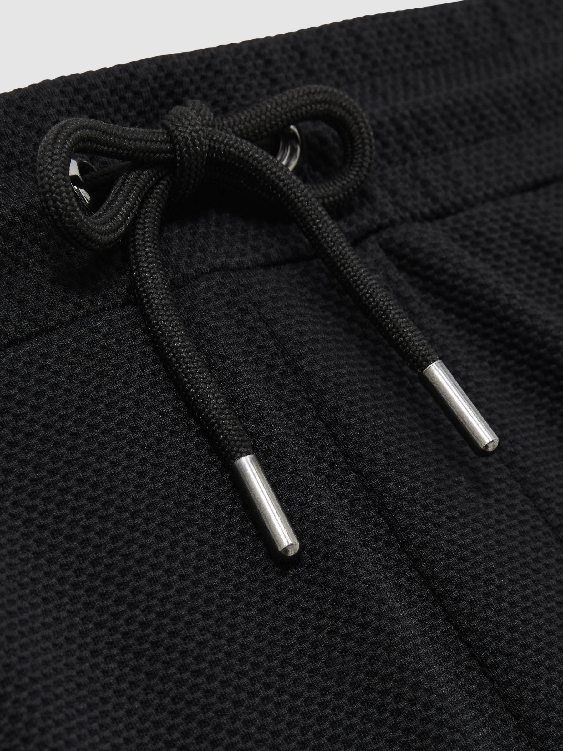 Textured Drawstring Shorts in Black - Image 6 of 6