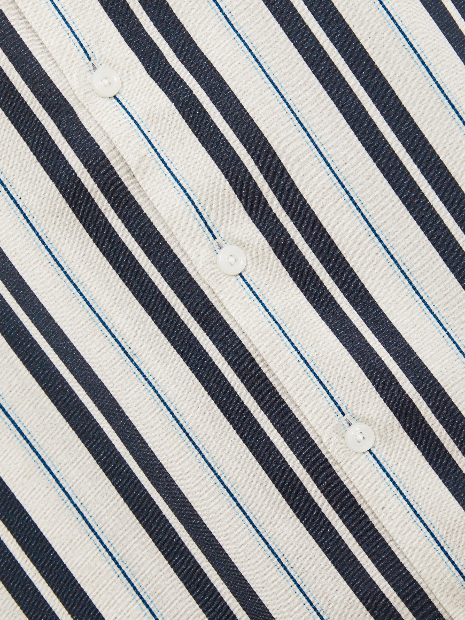 Wide-Stripe Cuban-Collar Shirt in White/Navy - Image 7 of 7