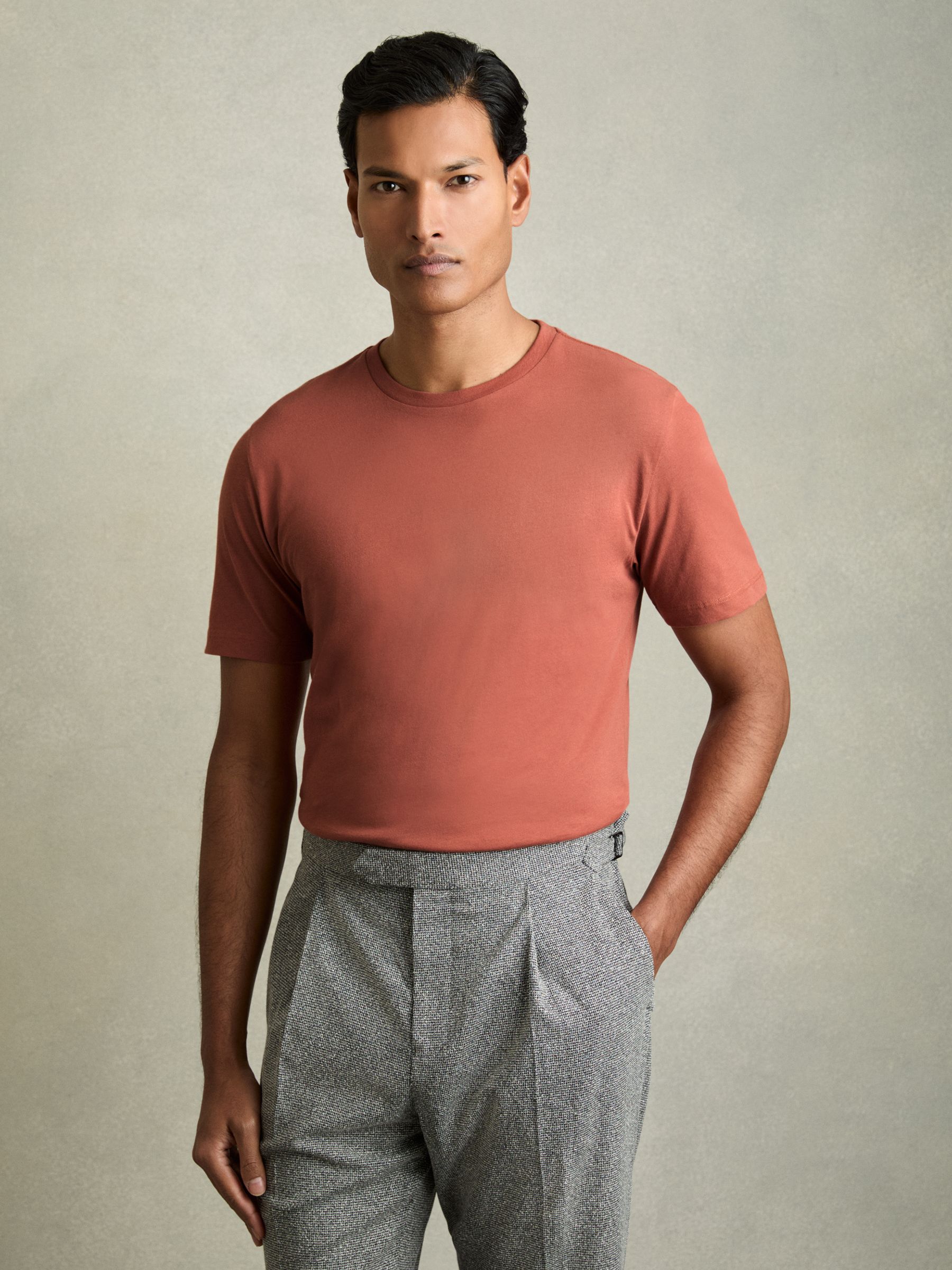 Crew Neck T-Shirt in Washed Rose Pink - Image 1 of 6