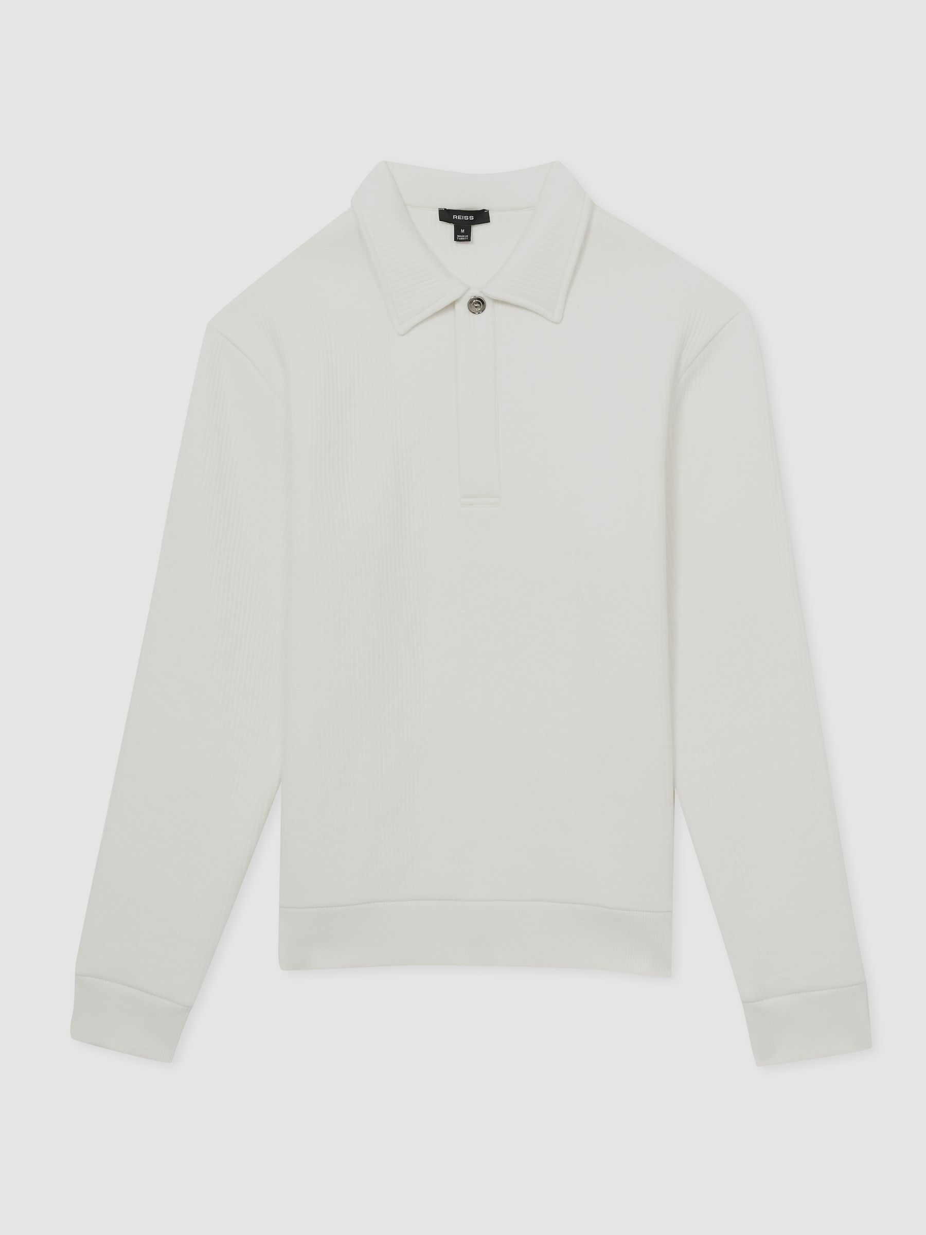 Jersey Ribbed Polo Shirt in White - Image 2 of 6