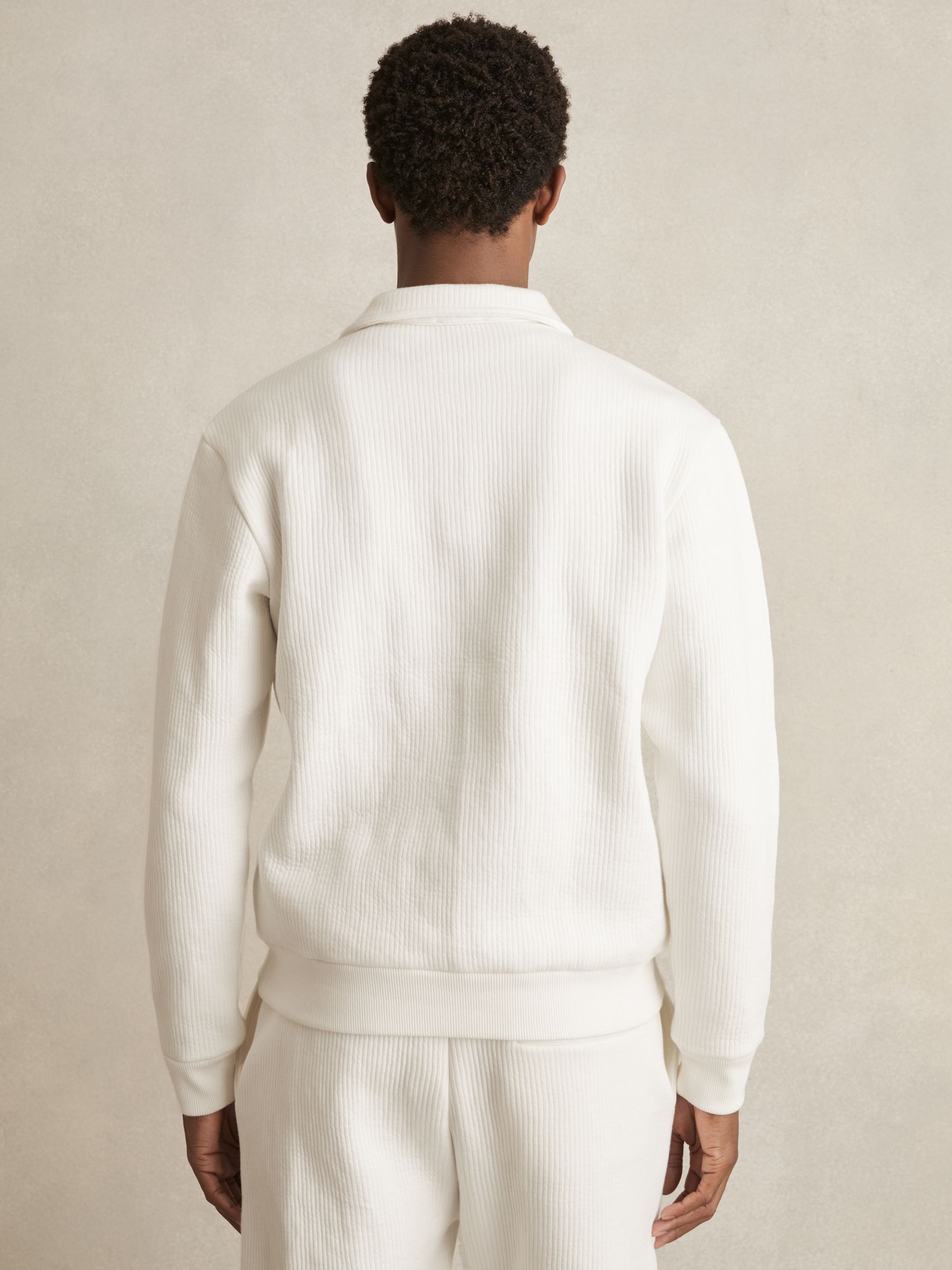 Jersey Ribbed Polo Shirt in White - Image 5 of 6