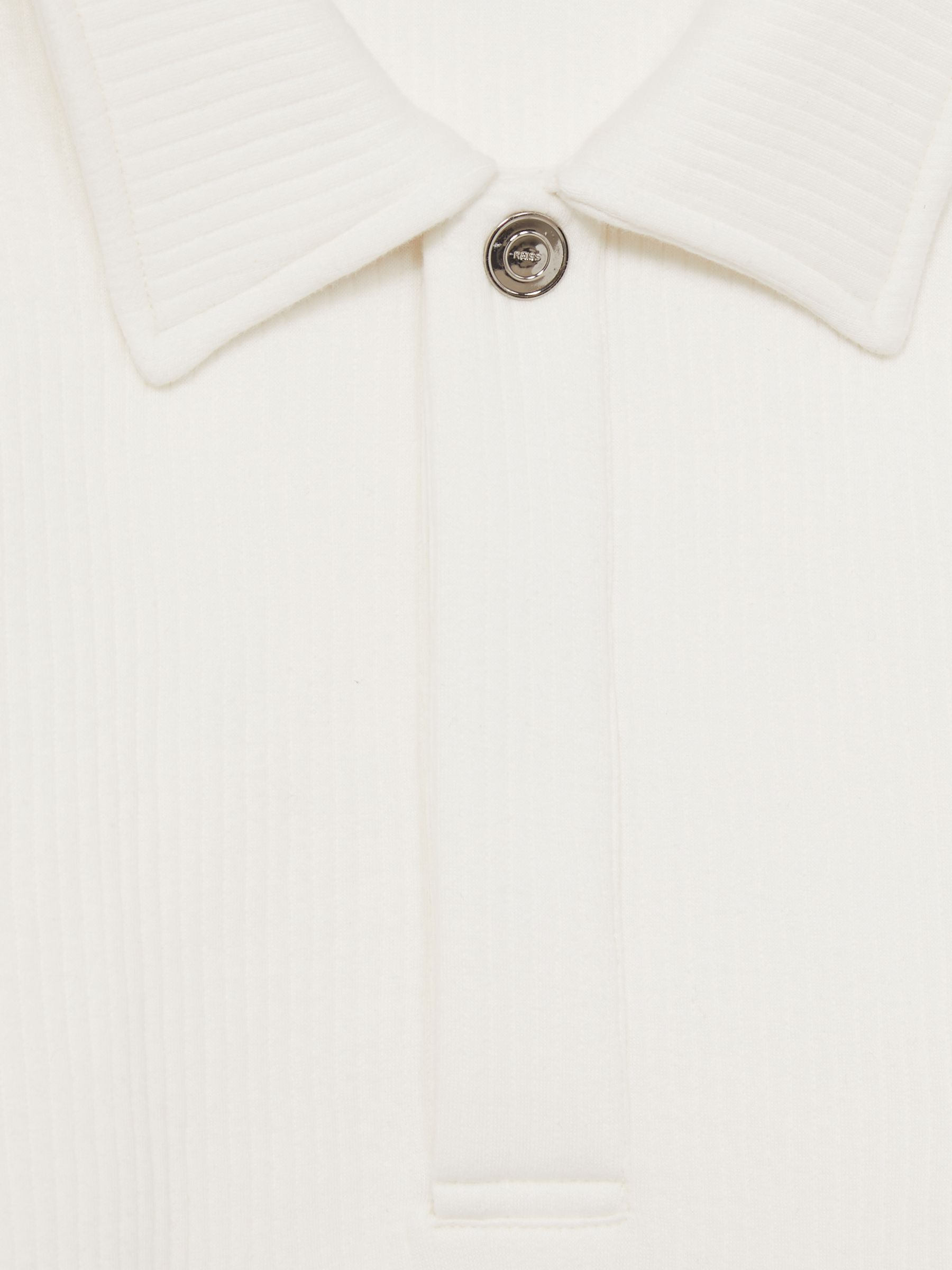 Jersey Ribbed Polo Shirt in White - Image 6 of 6