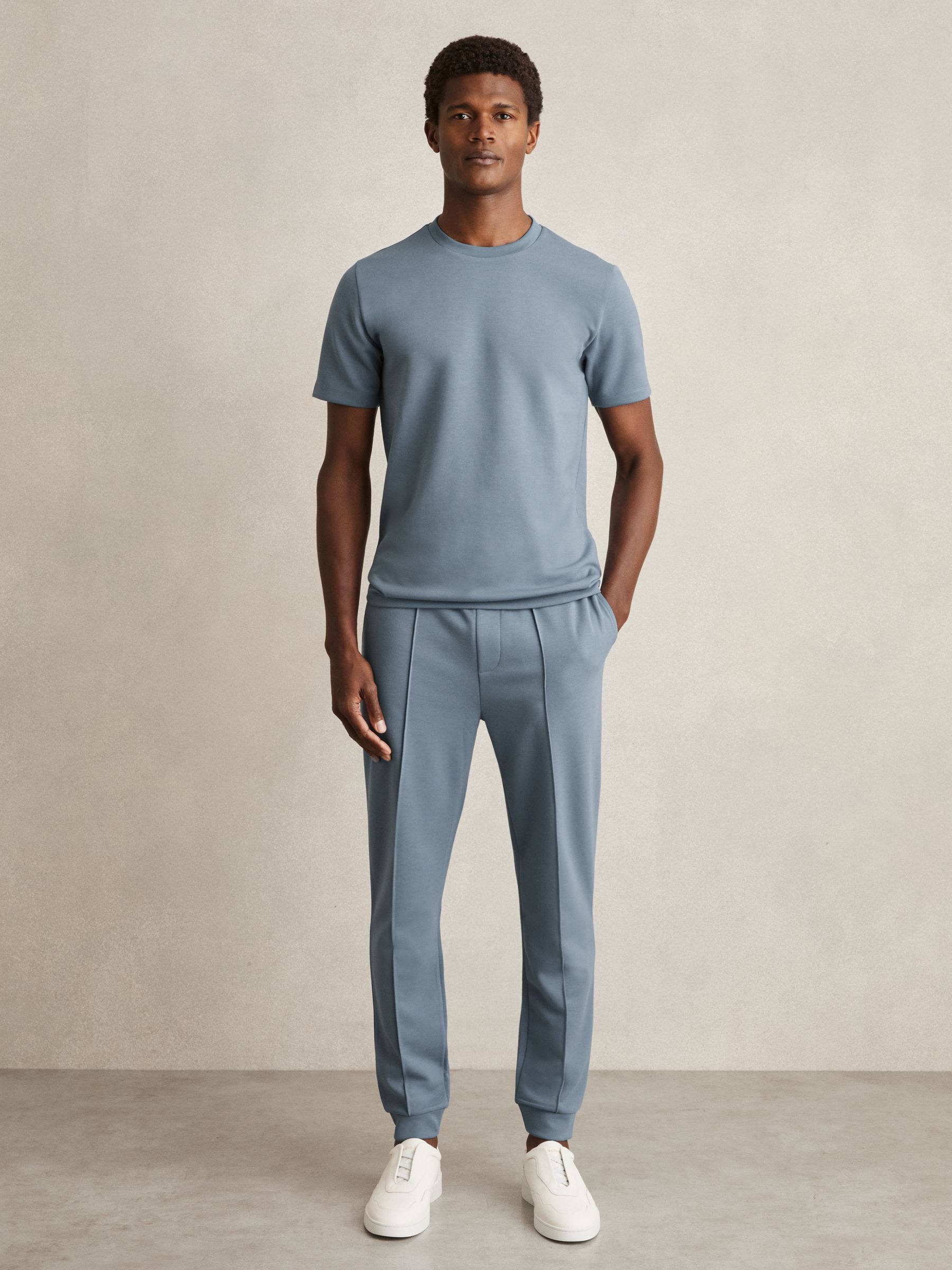 Interlock Jersey Crew Neck T-Shirt in Airforce Blue - Image 3 of 6