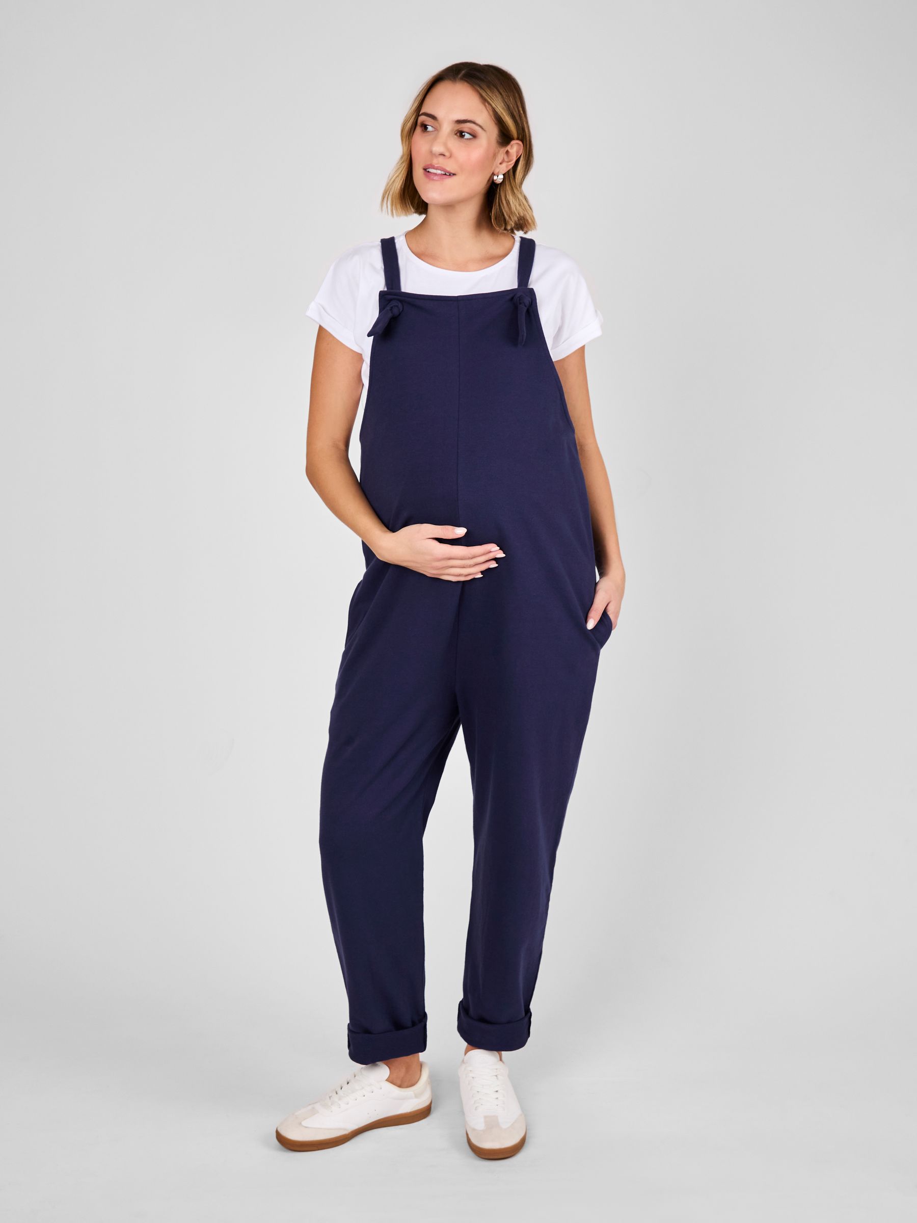 Navy Jersey Maternity Dungarees JoJo Maman Bébé