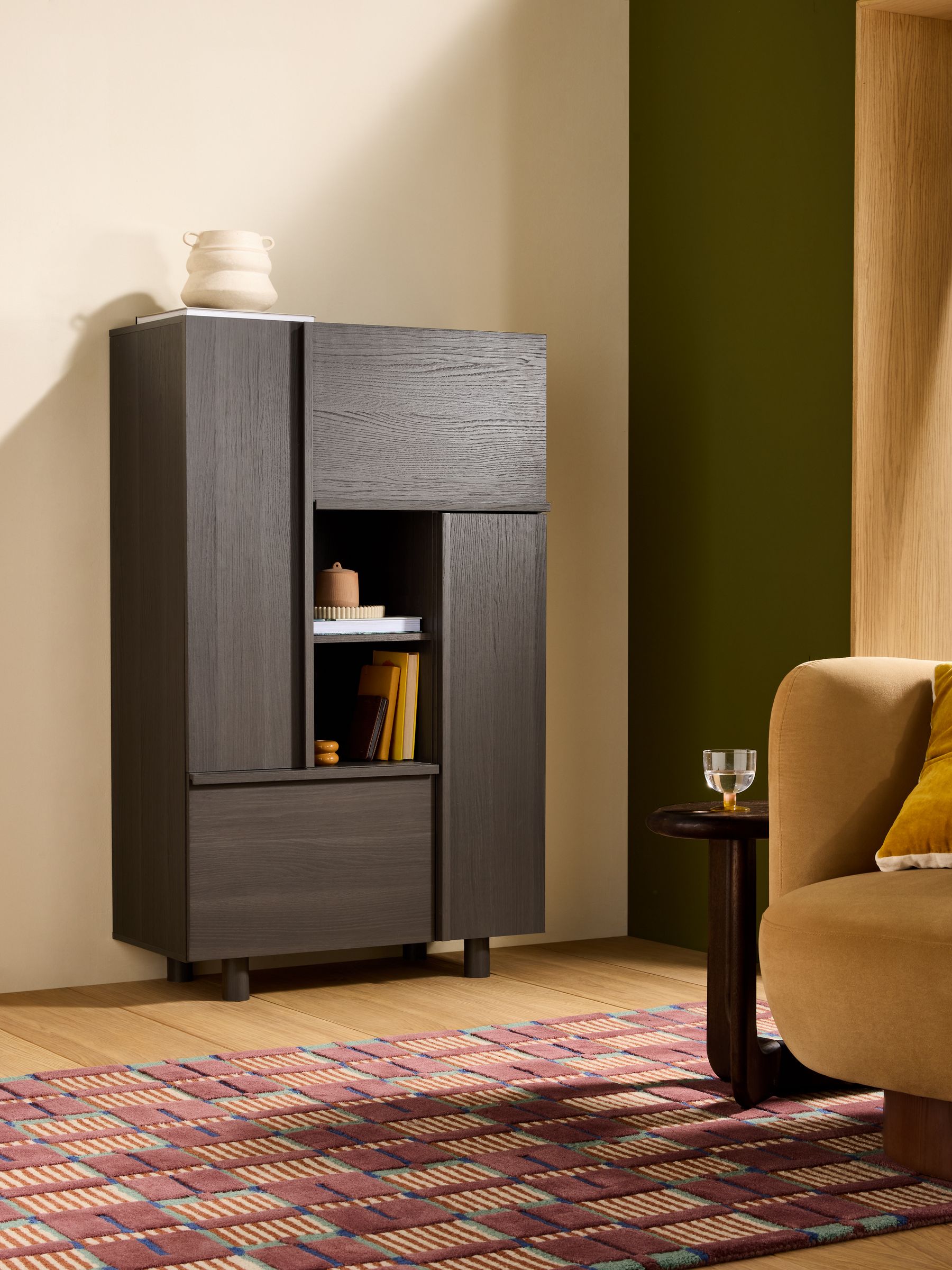 Ascott Highboard in Dark Wood Effect - Image 1 of 5