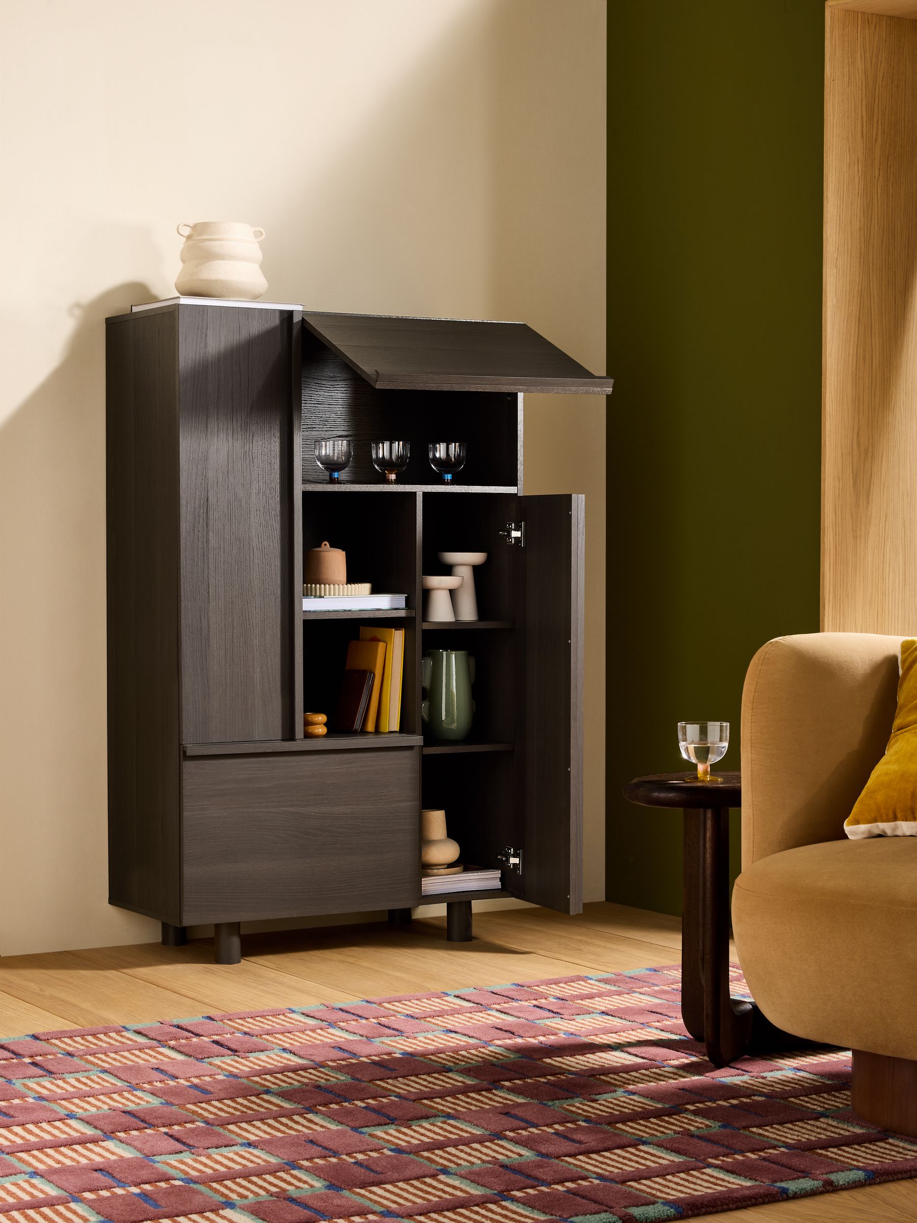 Ascott Highboard in Dark Wood Effect - Image 2 of 5